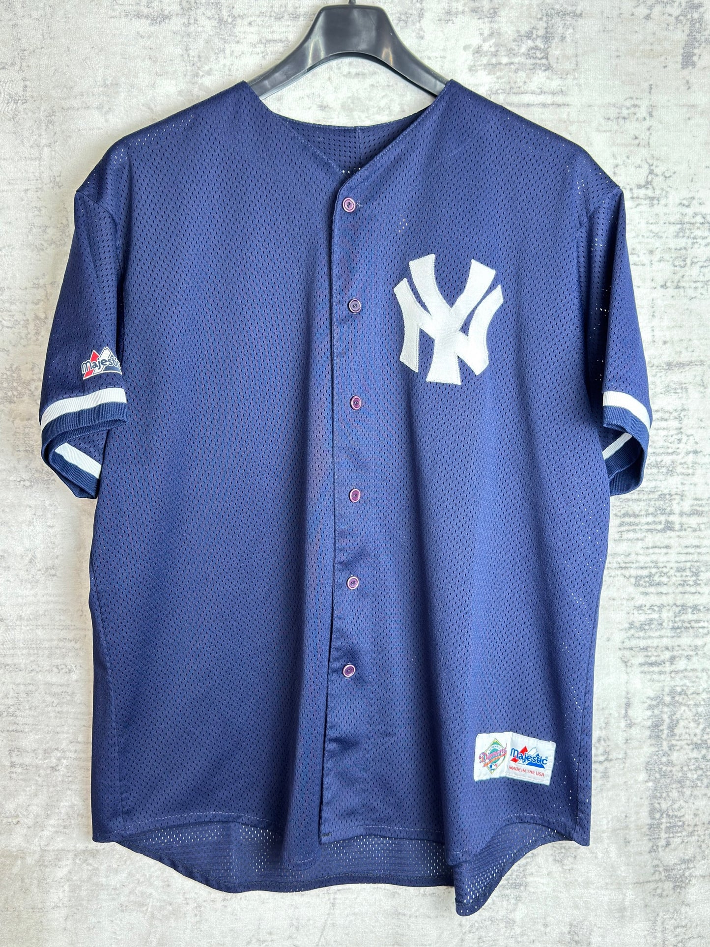 VINTAGE 90s MAJESTIC NEW YORK YANKEES "MADE IN USA" MLB BASEBALL JERSEY  SZ: XXL