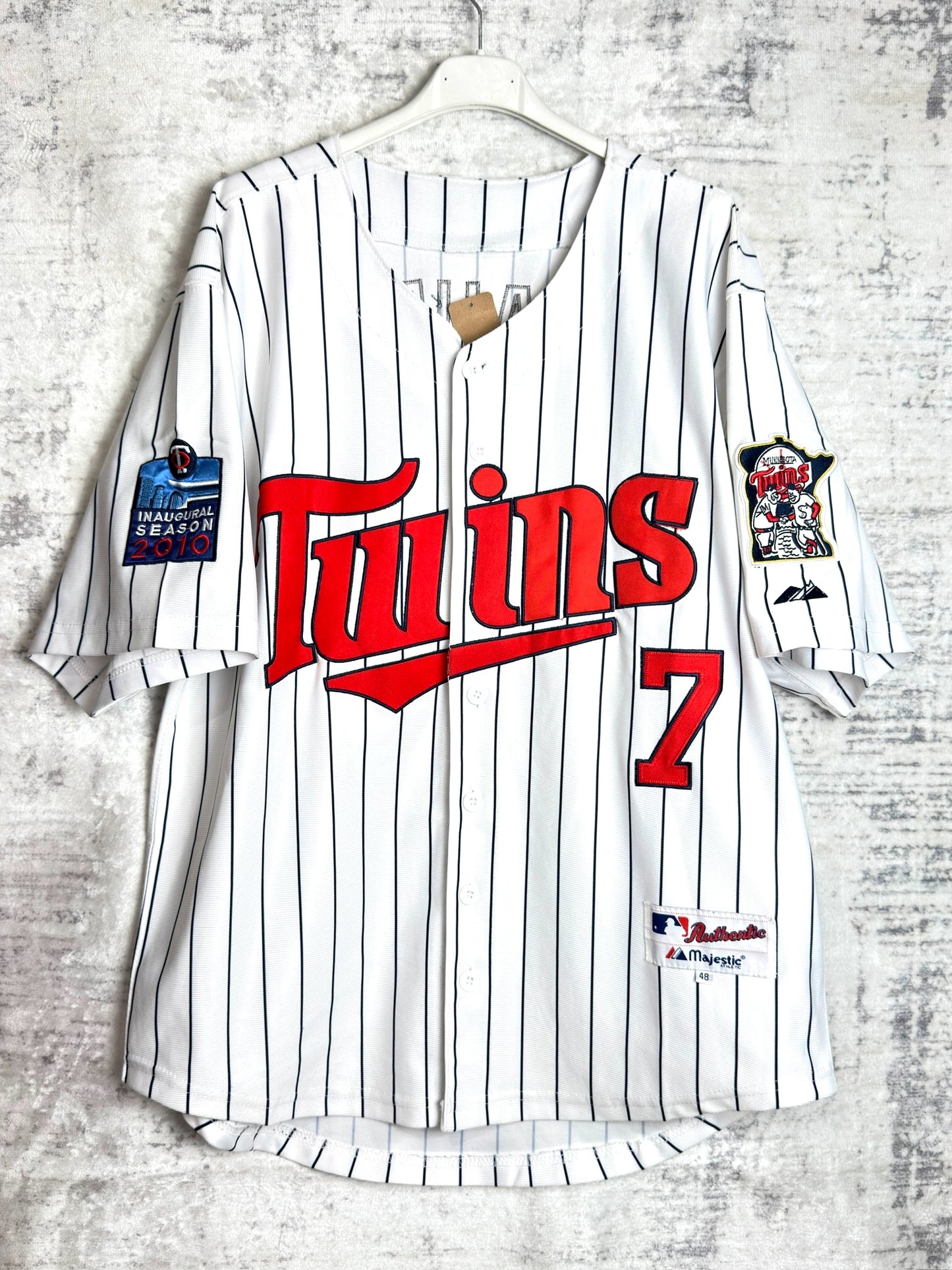 MAJESTIC MINNESOTA "JOE MAUER" 2010 MLB BASEBALL JERSEY SZ: 48/XL