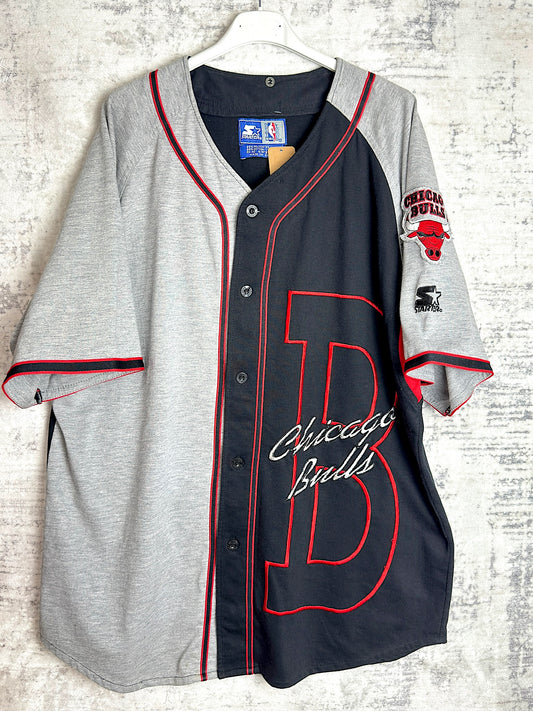 VINTAGE 90s STARTER CHICAGO BULLS NBA BASEBALL JERSEY SZ: L