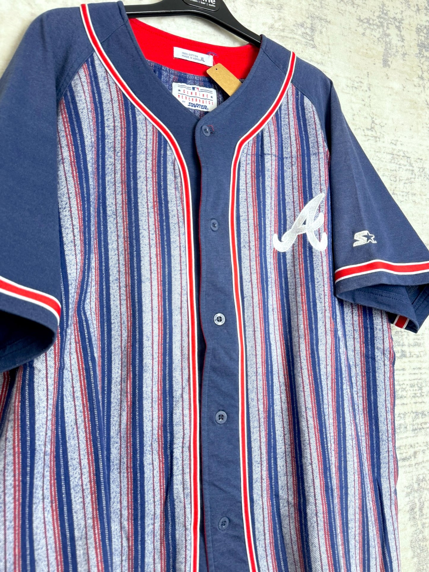 VINTAGE 90s STARTER ATLANTA BRAVES MLB BASEBALL JERSEY SZ: XL