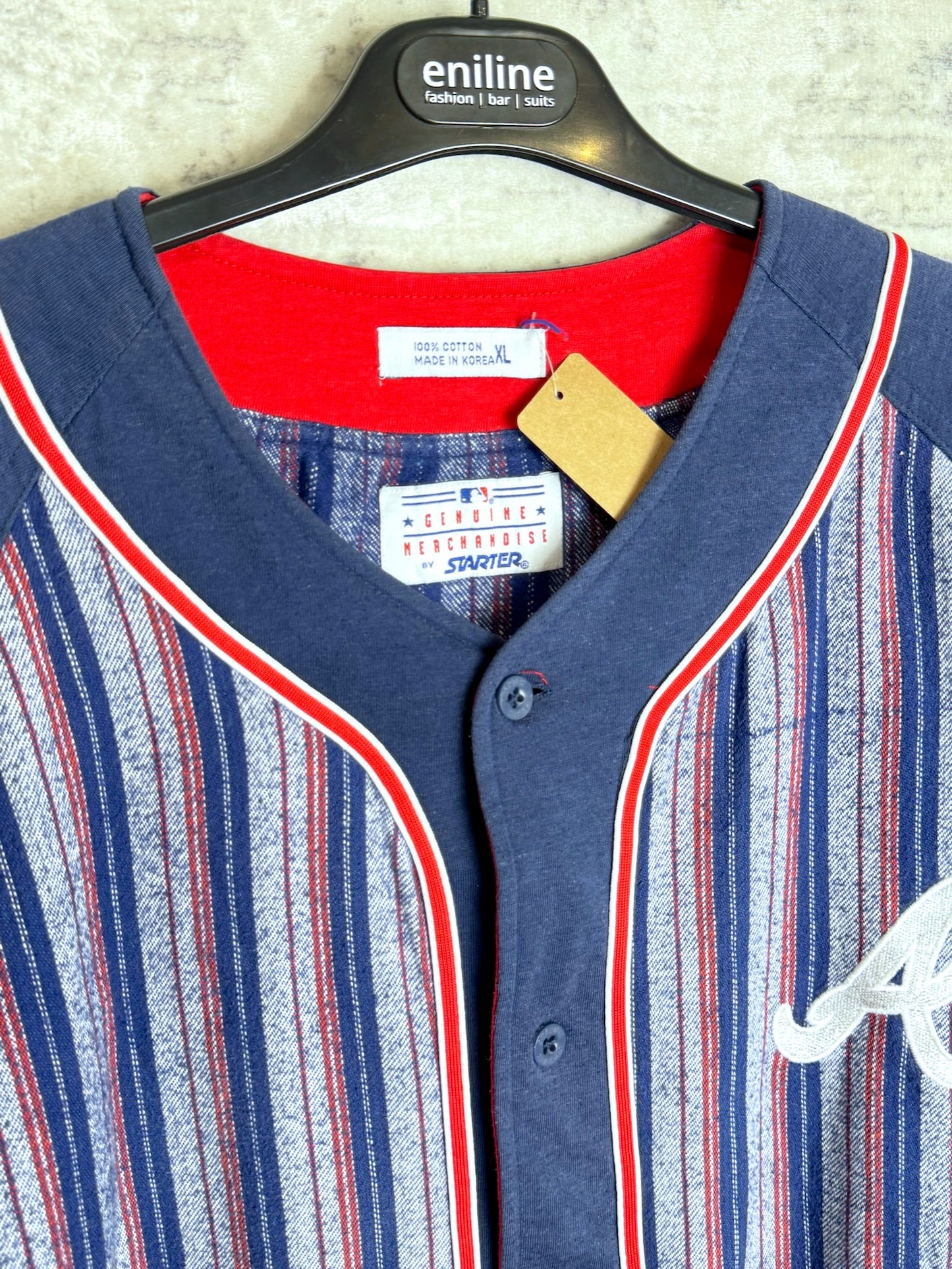 VINTAGE 90s STARTER ATLANTA BRAVES MLB BASEBALL JERSEY SZ: XL