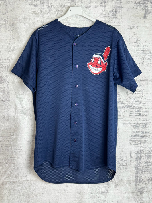 VINTAGE 90s CLEVELAND INDIANS "OMAR VIZQUEL" MLB BASEBALL JERSEY  SZ: M