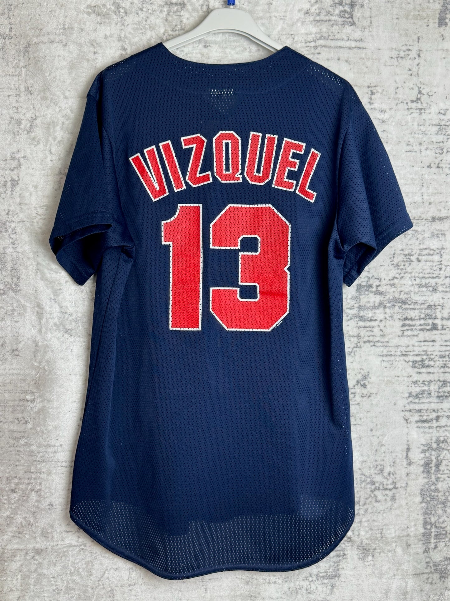 VINTAGE 90s CLEVELAND INDIANS "OMAR VIZQUEL" MLB BASEBALL JERSEY  SZ: M