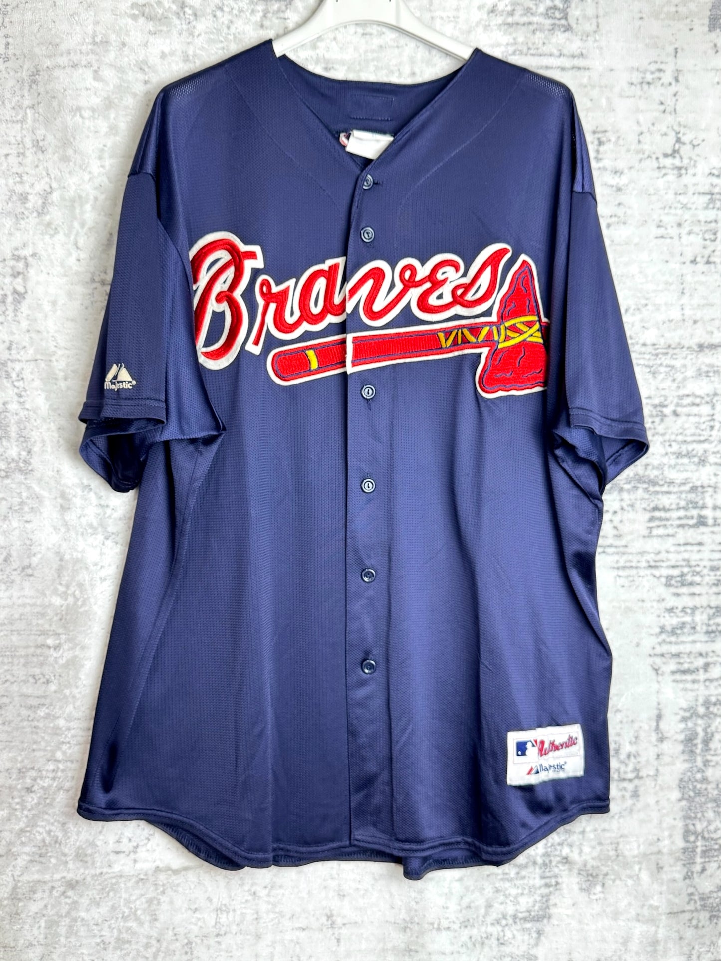 VINTAGE 90s MAJESTIC ATLANTA BRAVES MLB BASEBALL JERSEY SZ: XL