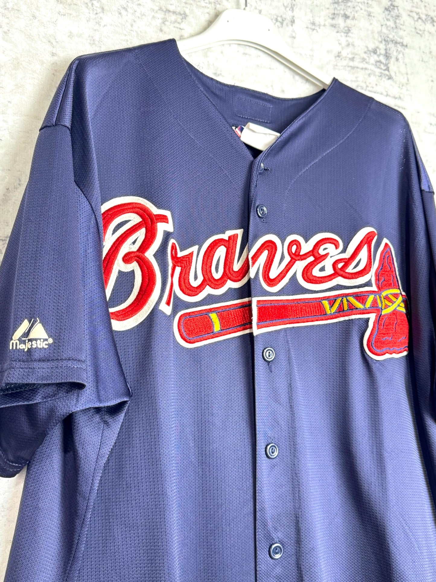 VINTAGE 90s MAJESTIC ATLANTA BRAVES MLB BASEBALL JERSEY SZ: XL