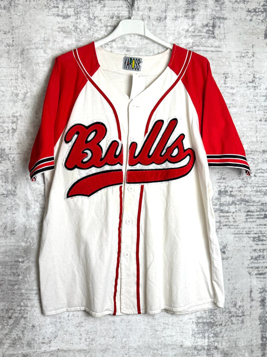 VINTAGE 90s KAROSS CHICAGO BULLS NBA BASEBALL JERSEY SZ: M