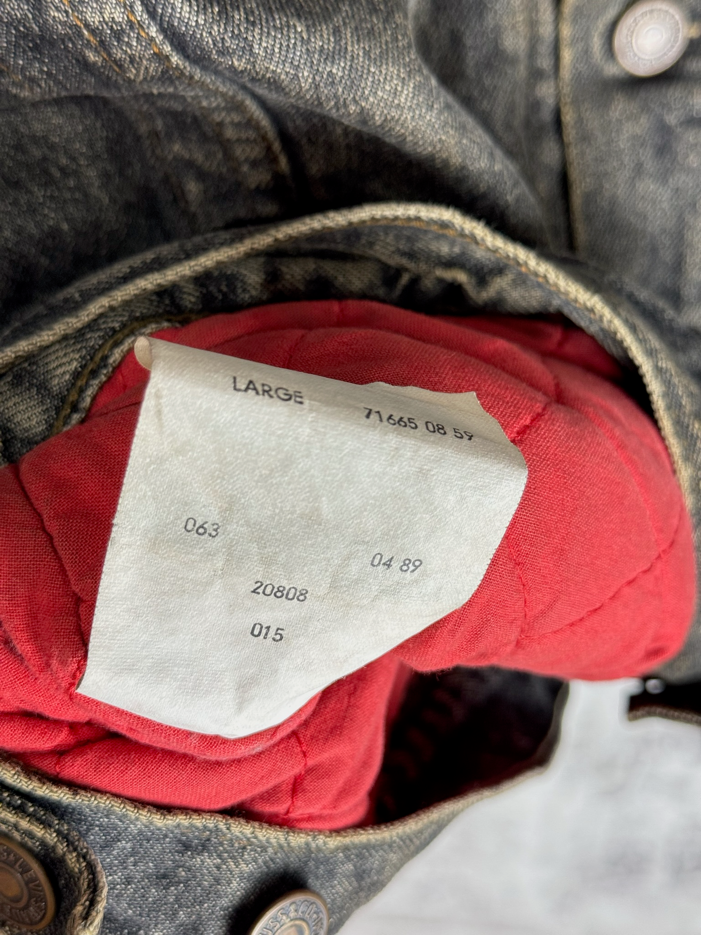 VINTAGE 1989 LEVI'S LEATHER COLLAR DENIM JACKET SZ: L