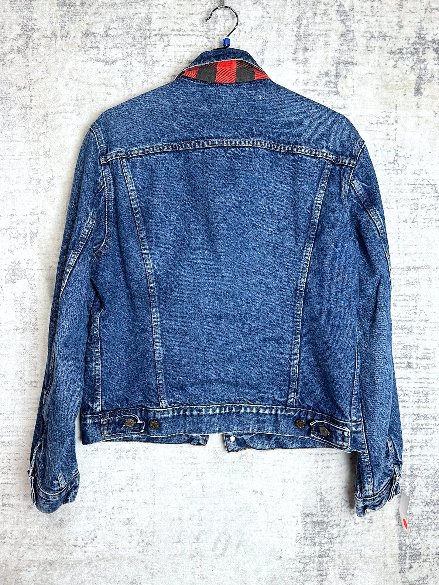 VINTAGE LEVI'S LINED PLAID "701111-813" DENIM JACKET SZ: 40R / M
