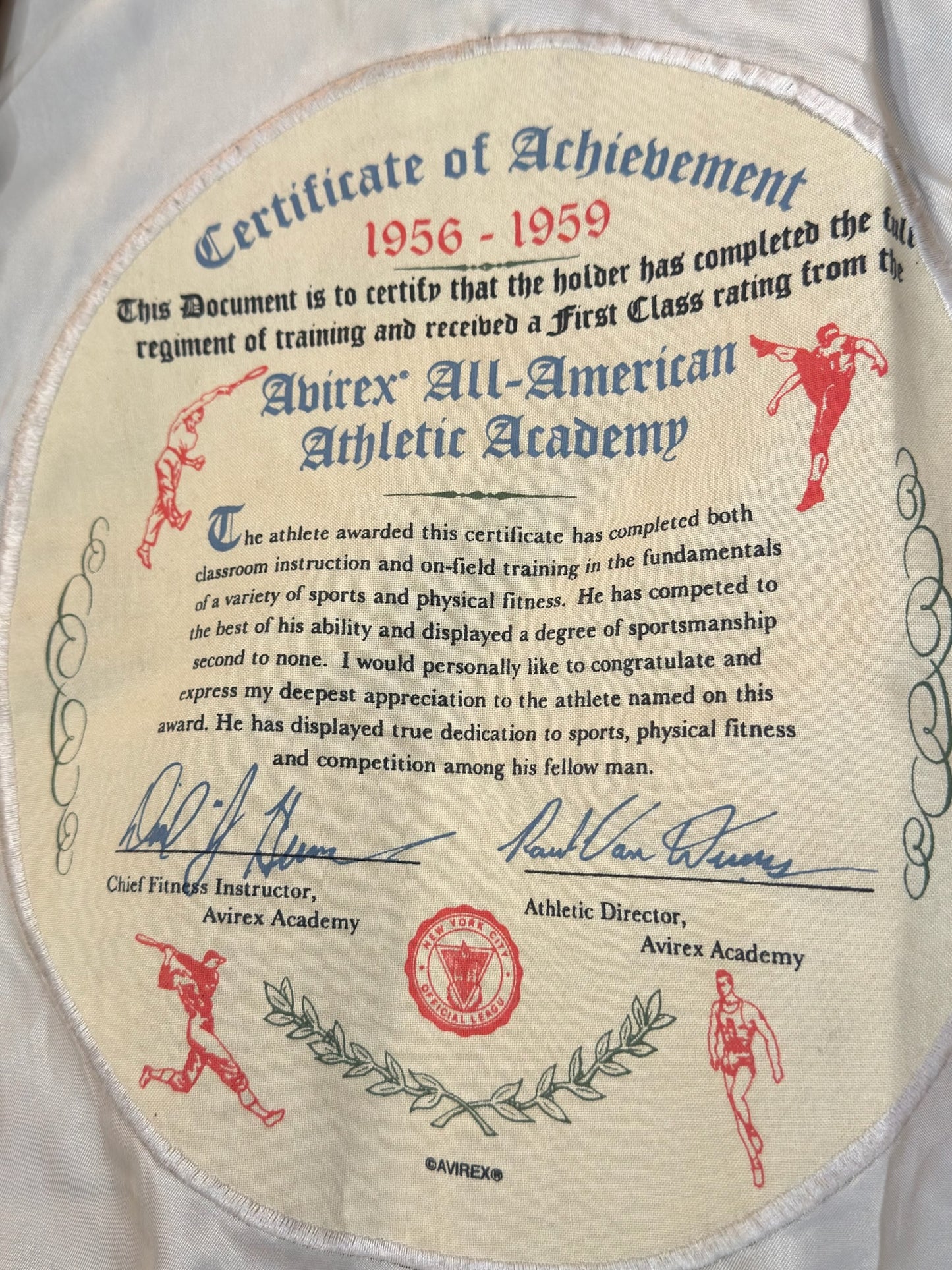 VINTAGE 90s AVIREX U.S.A "ALL SPORTS NYC. UNIVERSITY" LEATHER VARSITY JACKET SZ: XL