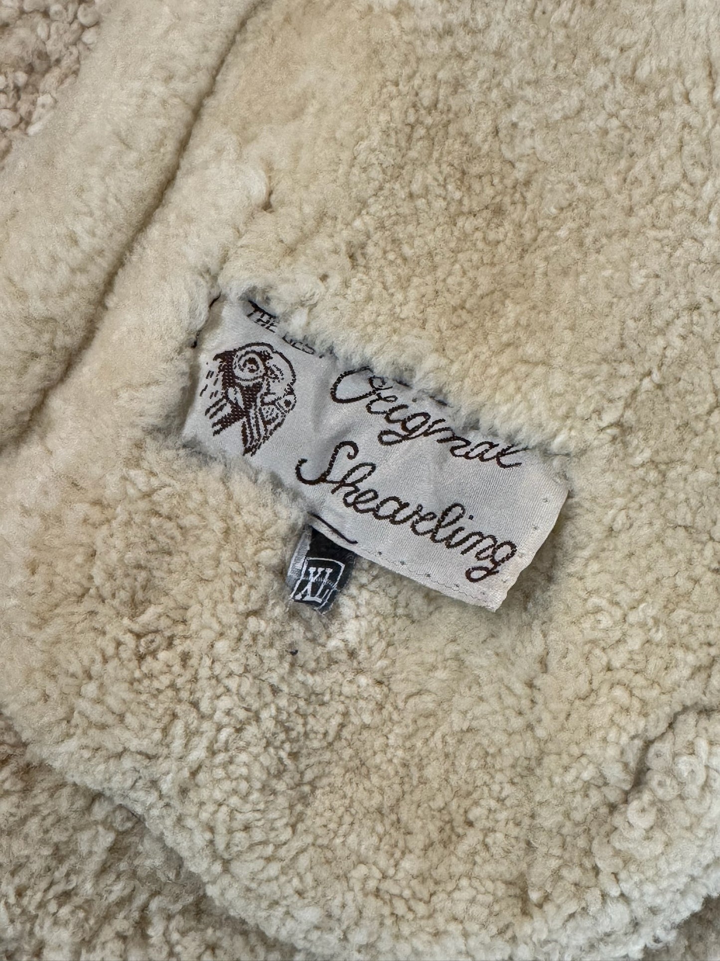 VINTAGE ORIGINAL SHEARLING BOMBARDIER SHEEPSKIN JACKET SZ: XL