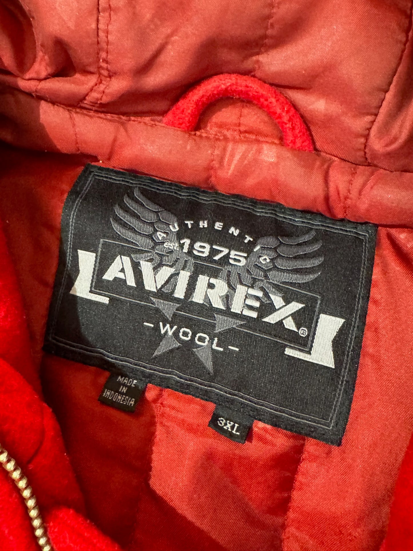 Y2K AVIREX "HOODED" RED JACKET SZ: 3XL