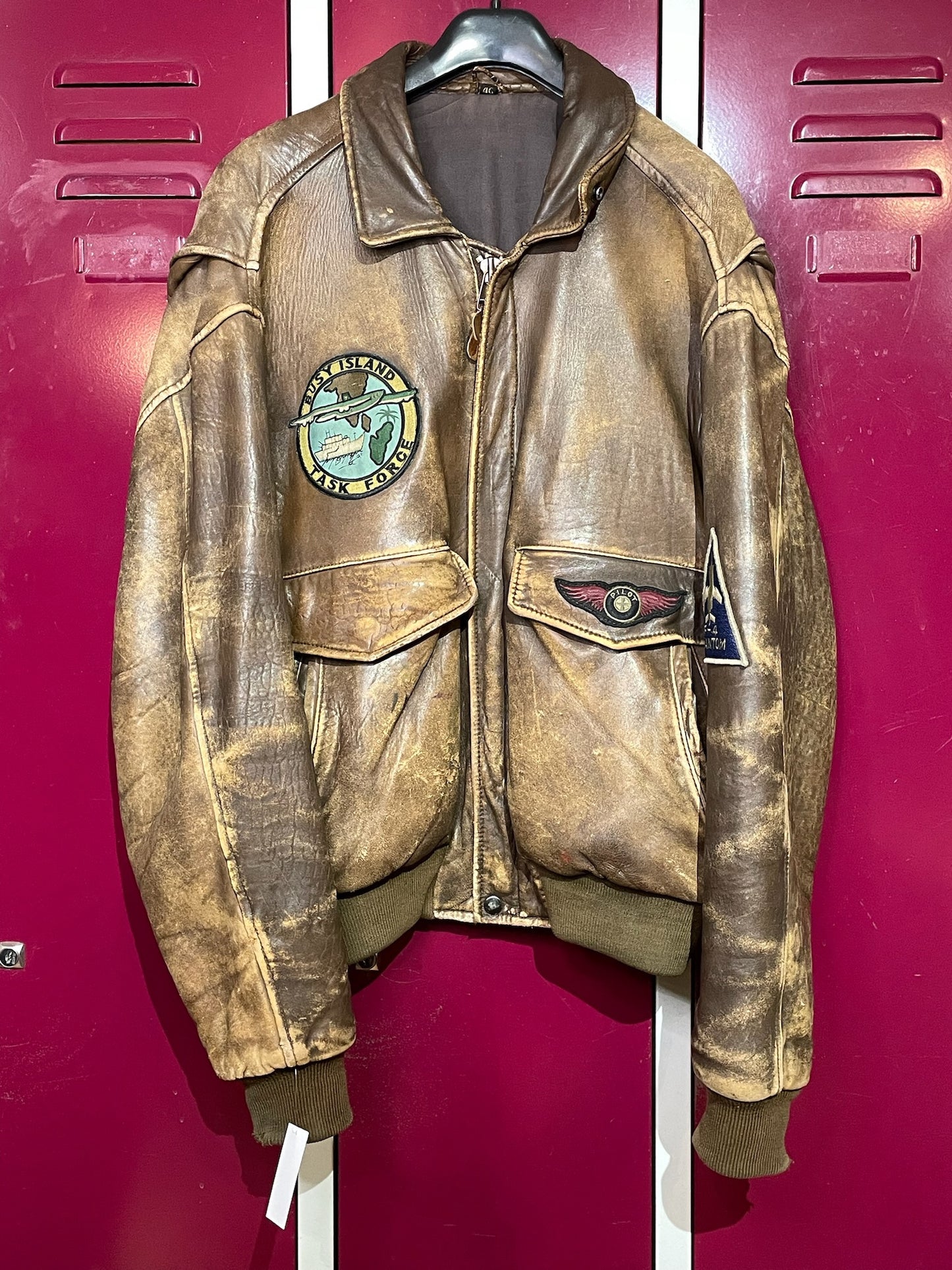 VINTAGE LEONARDO "LINEA SPORTIVA" LEATHER AVIATOR FLIGHT JACKET SZ: 46 = L