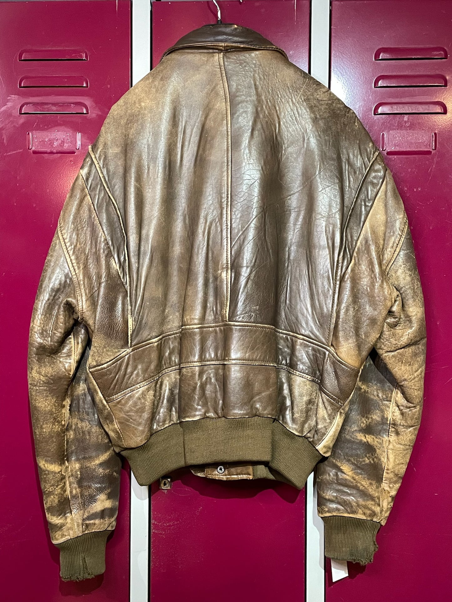 VINTAGE LEONARDO "LINEA SPORTIVA" LEATHER AVIATOR FLIGHT JACKET SZ: 46 = L