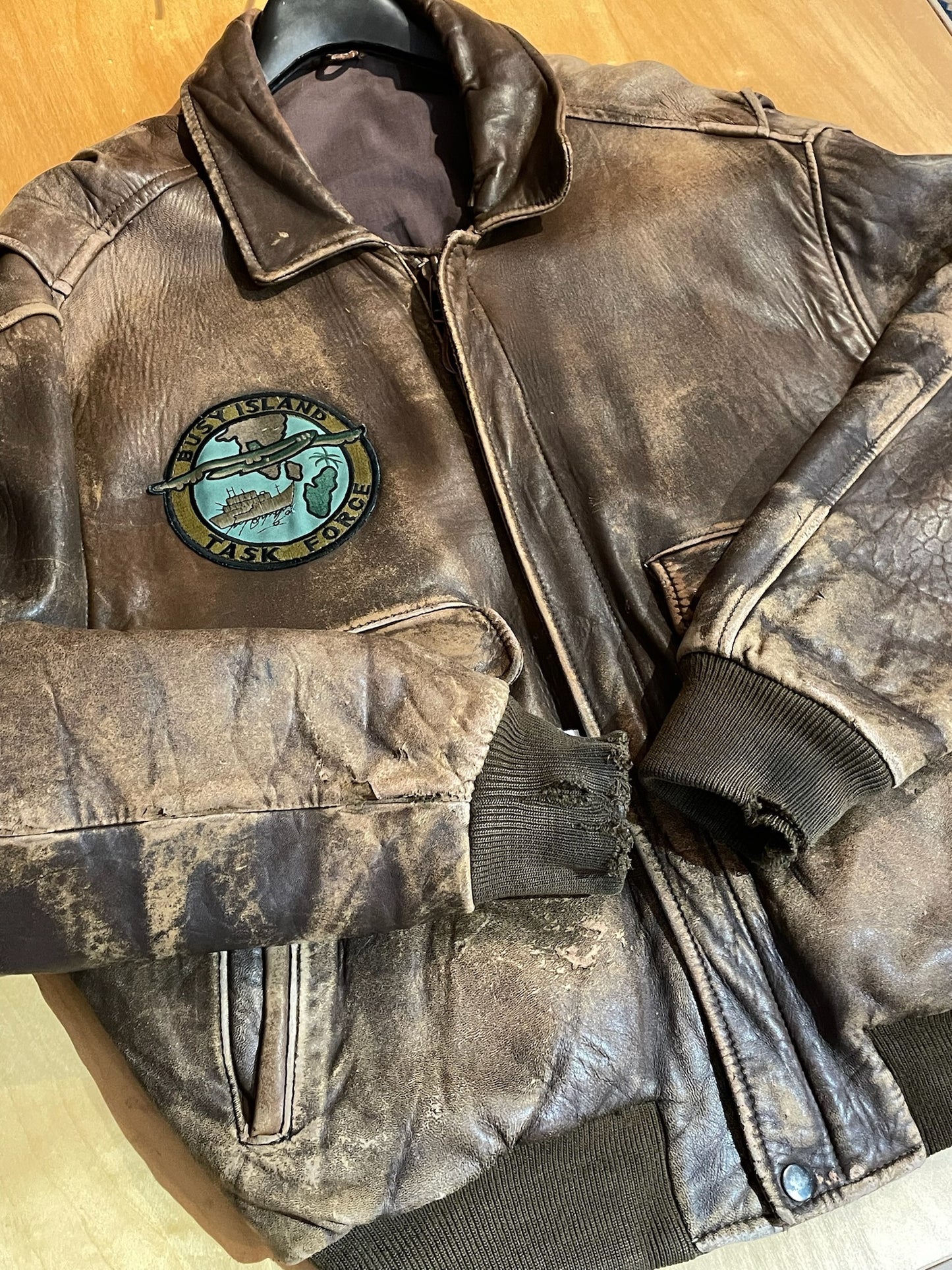 VINTAGE LEONARDO "LINEA SPORTIVA" LEATHER AVIATOR FLIGHT JACKET SZ: 46 = L