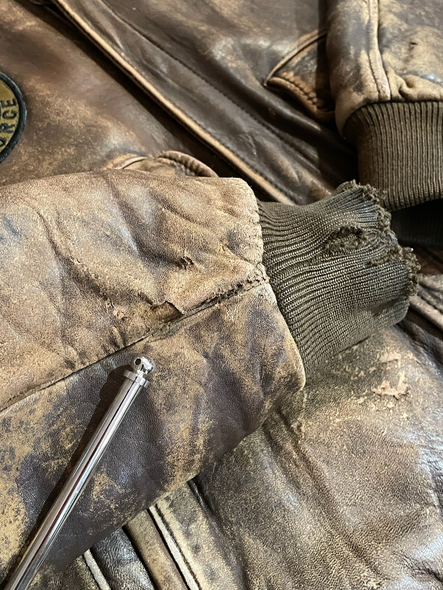 VINTAGE LEONARDO "LINEA SPORTIVA" LEATHER AVIATOR FLIGHT JACKET SZ: 46 = L