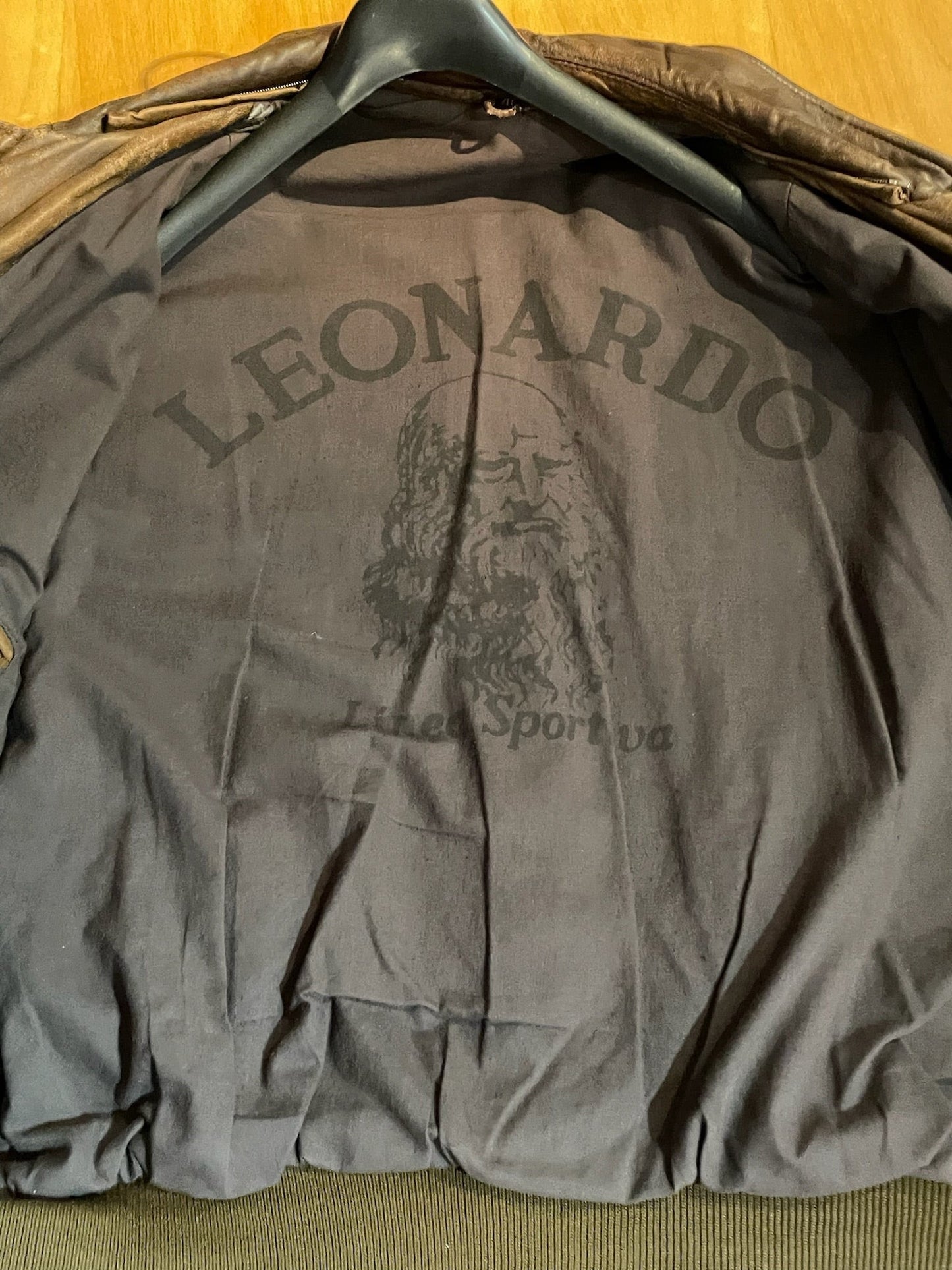 VINTAGE LEONARDO "LINEA SPORTIVA" LEATHER AVIATOR FLIGHT JACKET SZ: 46 = L