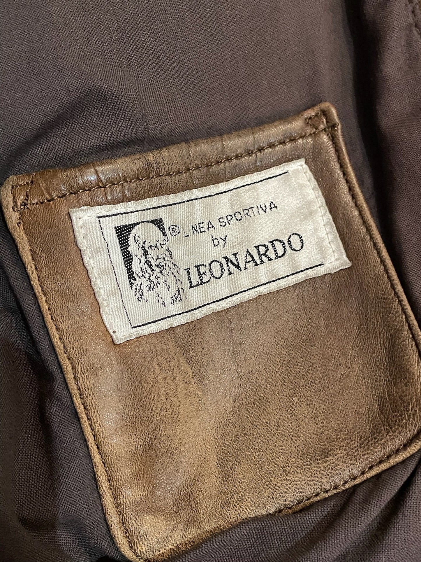VINTAGE LEONARDO "LINEA SPORTIVA" LEATHER AVIATOR FLIGHT JACKET SZ: 46 = L