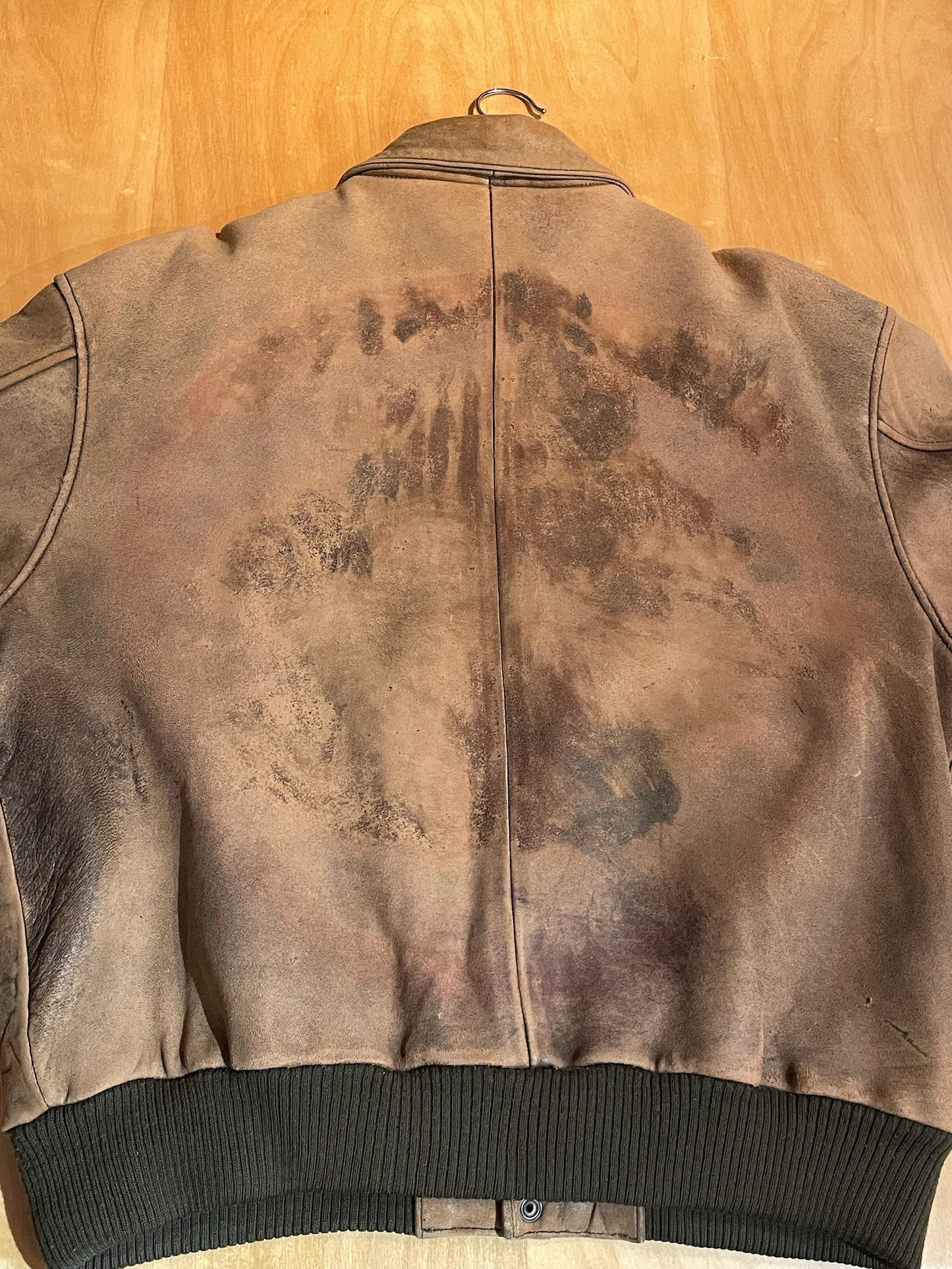 VINTAGE 80s AMERICAN MALE LEATHER AVIATOR FLIGHT JACKET SZ: L/XL