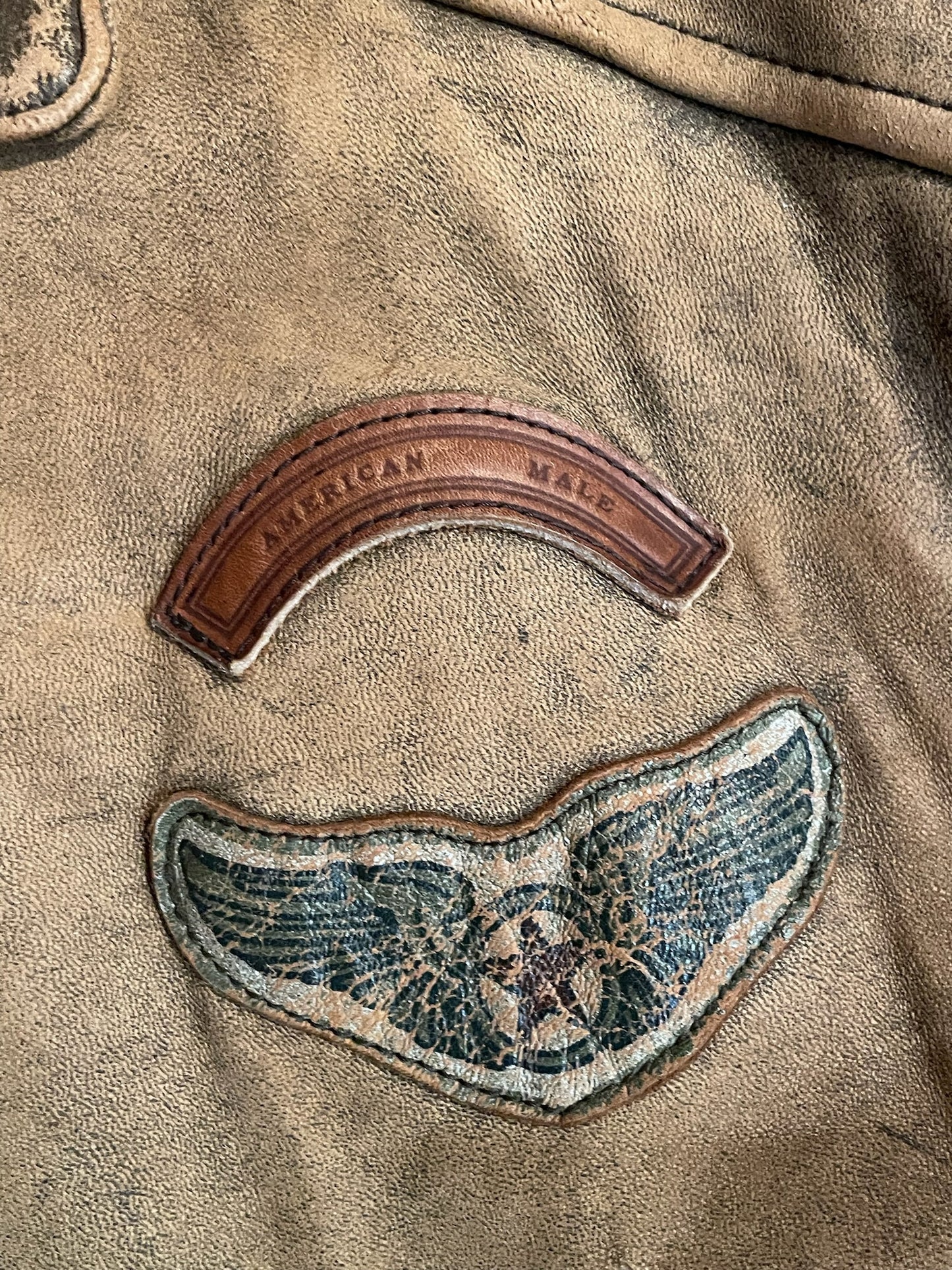 VINTAGE 80s AMERICAN MALE LEATHER AVIATOR FLIGHT JACKET SZ: L/XL