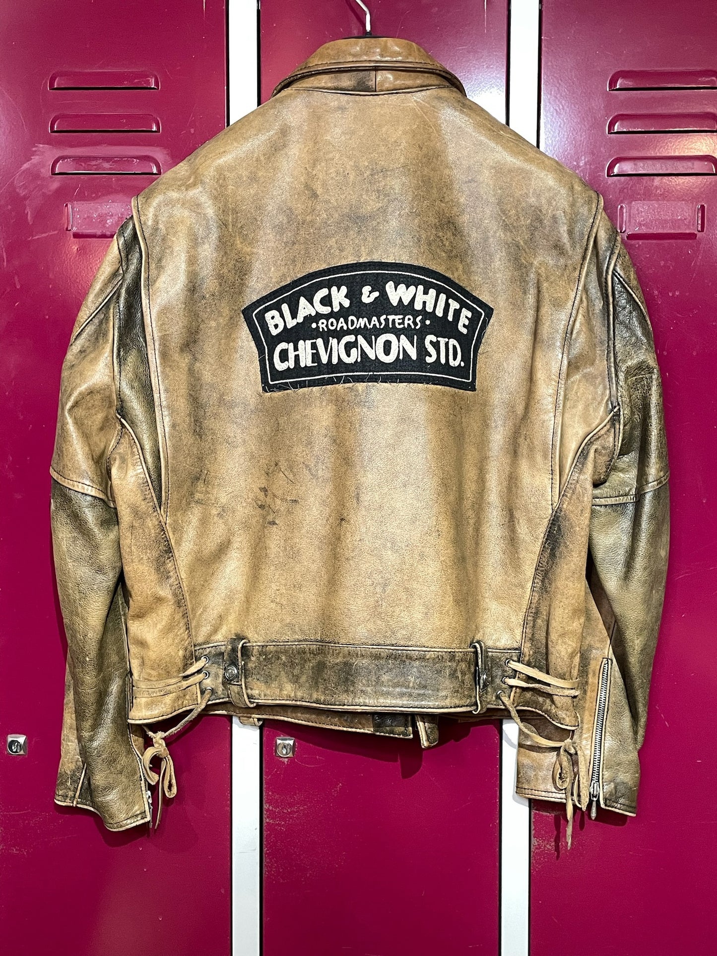 VINTAGE CHEVIGNON "W.R.D" MOTORCYCLE BIKER LEATHER JACKET SZ: XL