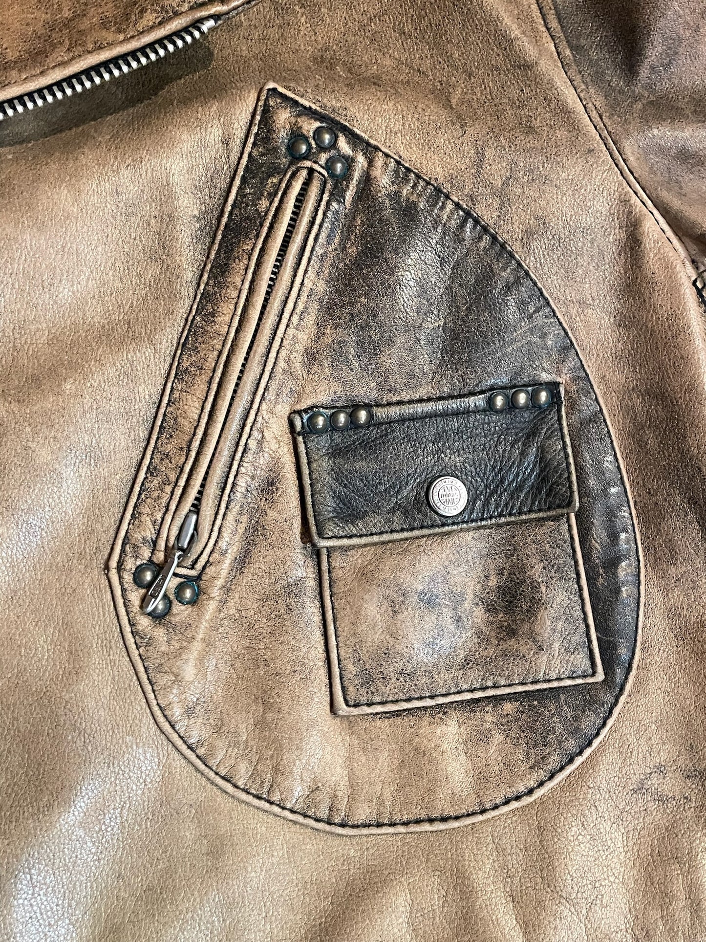 VINTAGE CHEVIGNON "W.R.D" MOTORCYCLE BIKER LEATHER JACKET SZ: XL