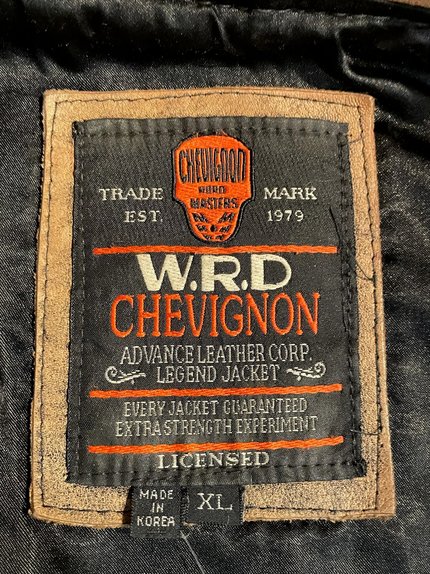 VINTAGE CHEVIGNON "W.R.D" MOTORCYCLE BIKER LEATHER JACKET SZ: XL