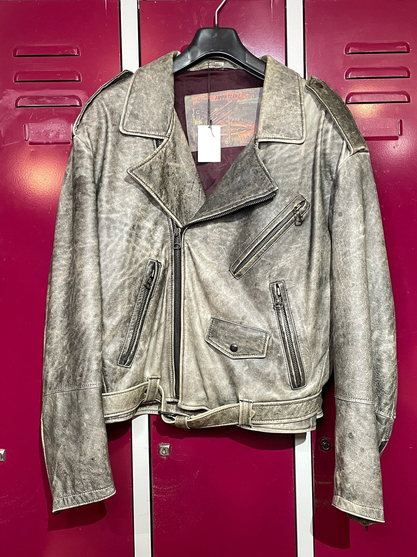 VINTAGE AVANTI "FRONTLINE" MOTORCYCLE BIKER LEATHER JACKET SZ: 48/50
