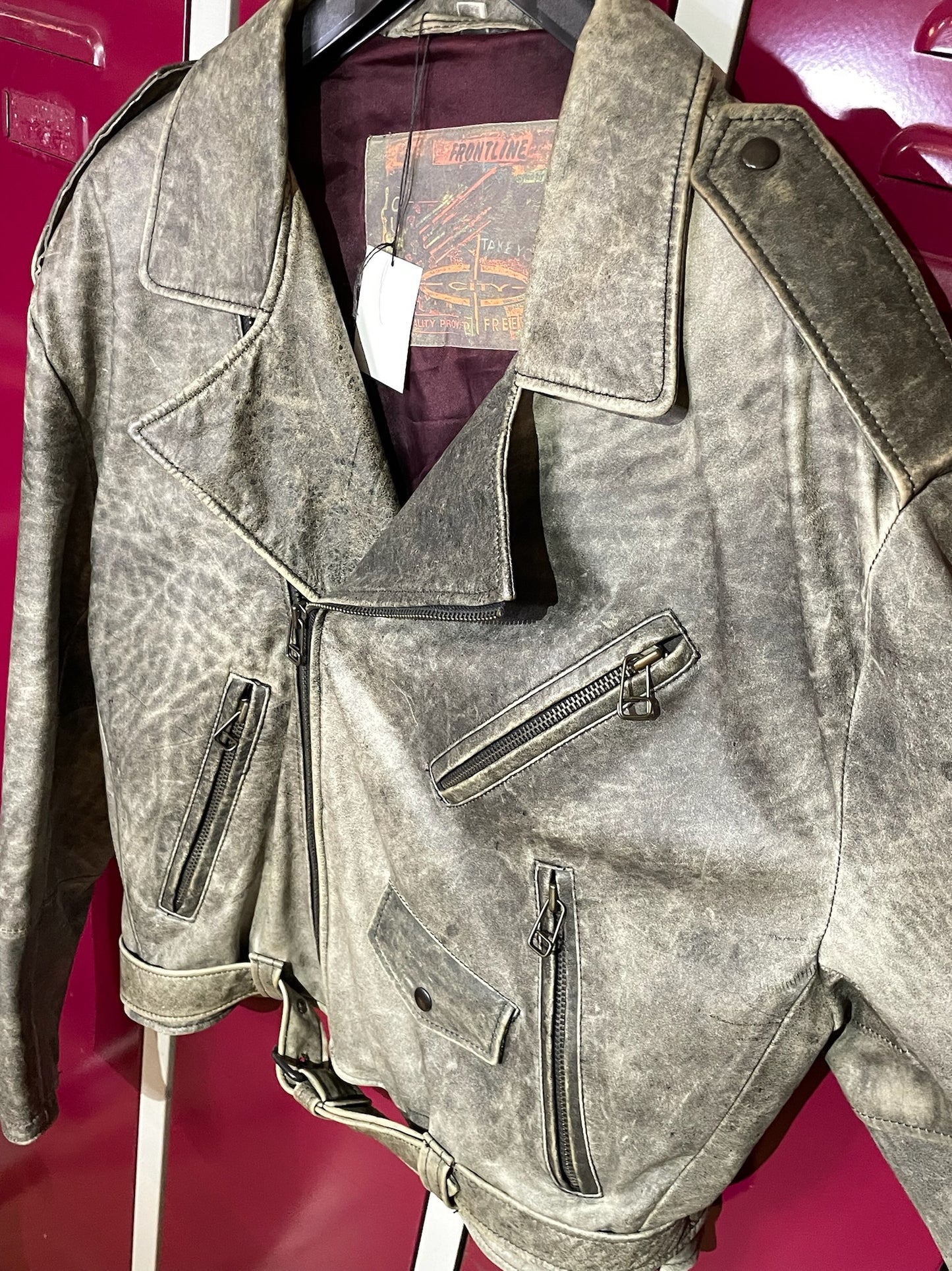 VINTAGE AVANTI "FRONTLINE" MOTORCYCLE BIKER LEATHER JACKET SZ: 48/50