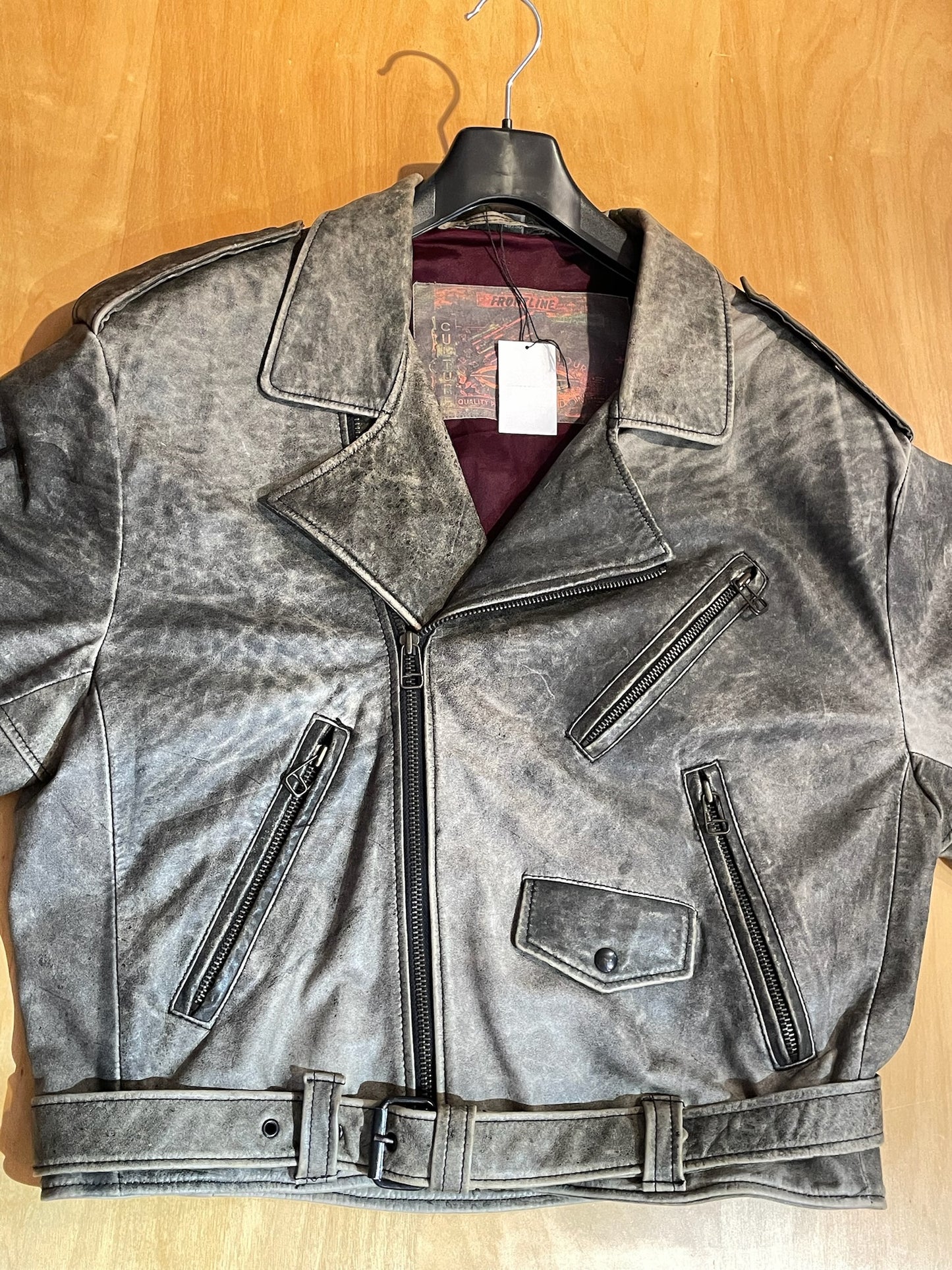 VINTAGE AVANTI "FRONTLINE" MOTORCYCLE BIKER LEATHER JACKET SZ: 48/50