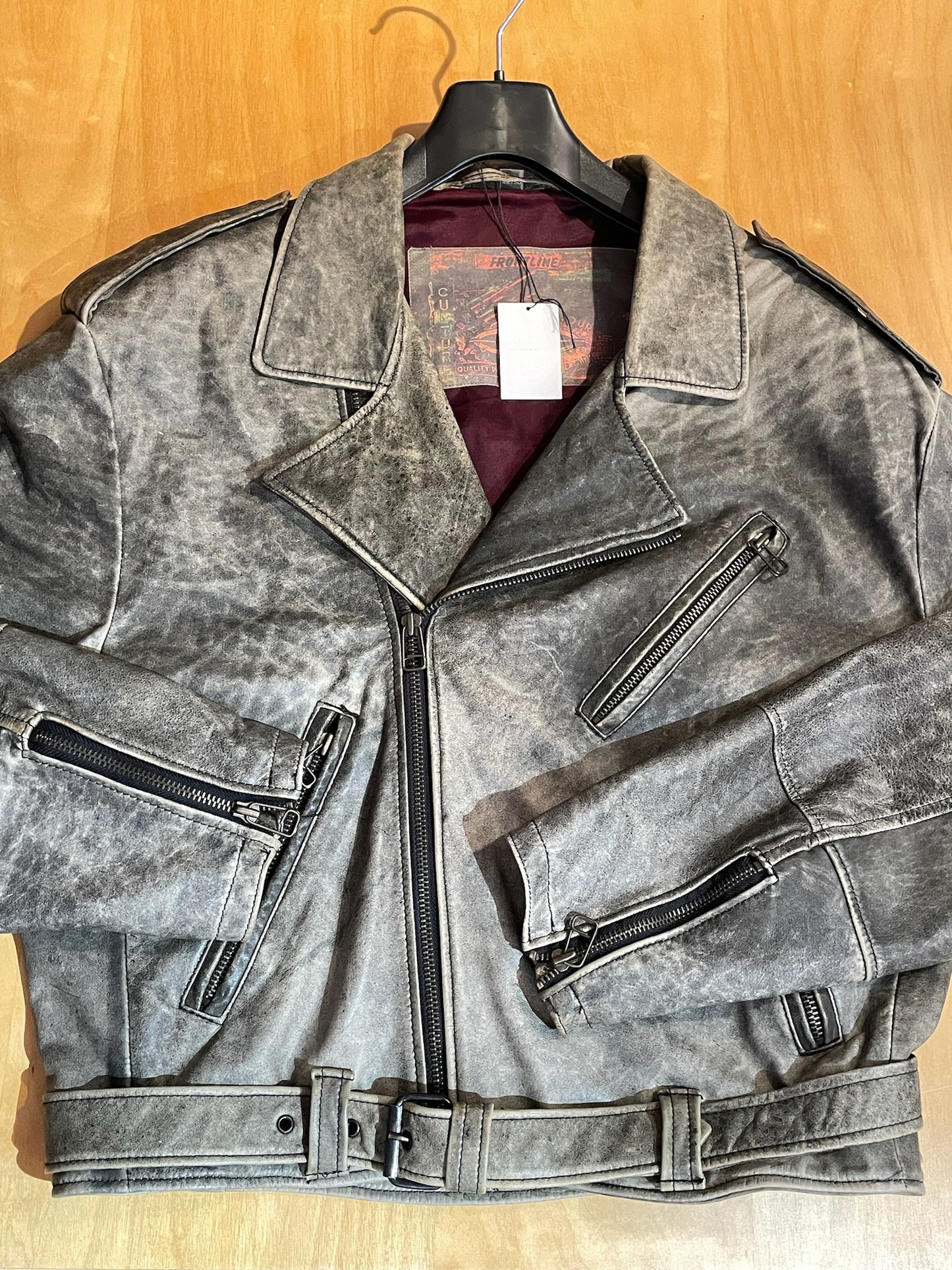 VINTAGE AVANTI "FRONTLINE" MOTORCYCLE BIKER LEATHER JACKET SZ: 48/50