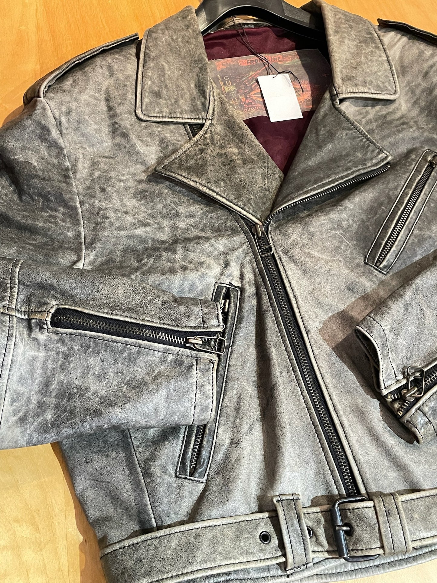 VINTAGE AVANTI "FRONTLINE" MOTORCYCLE BIKER LEATHER JACKET SZ: 48/50
