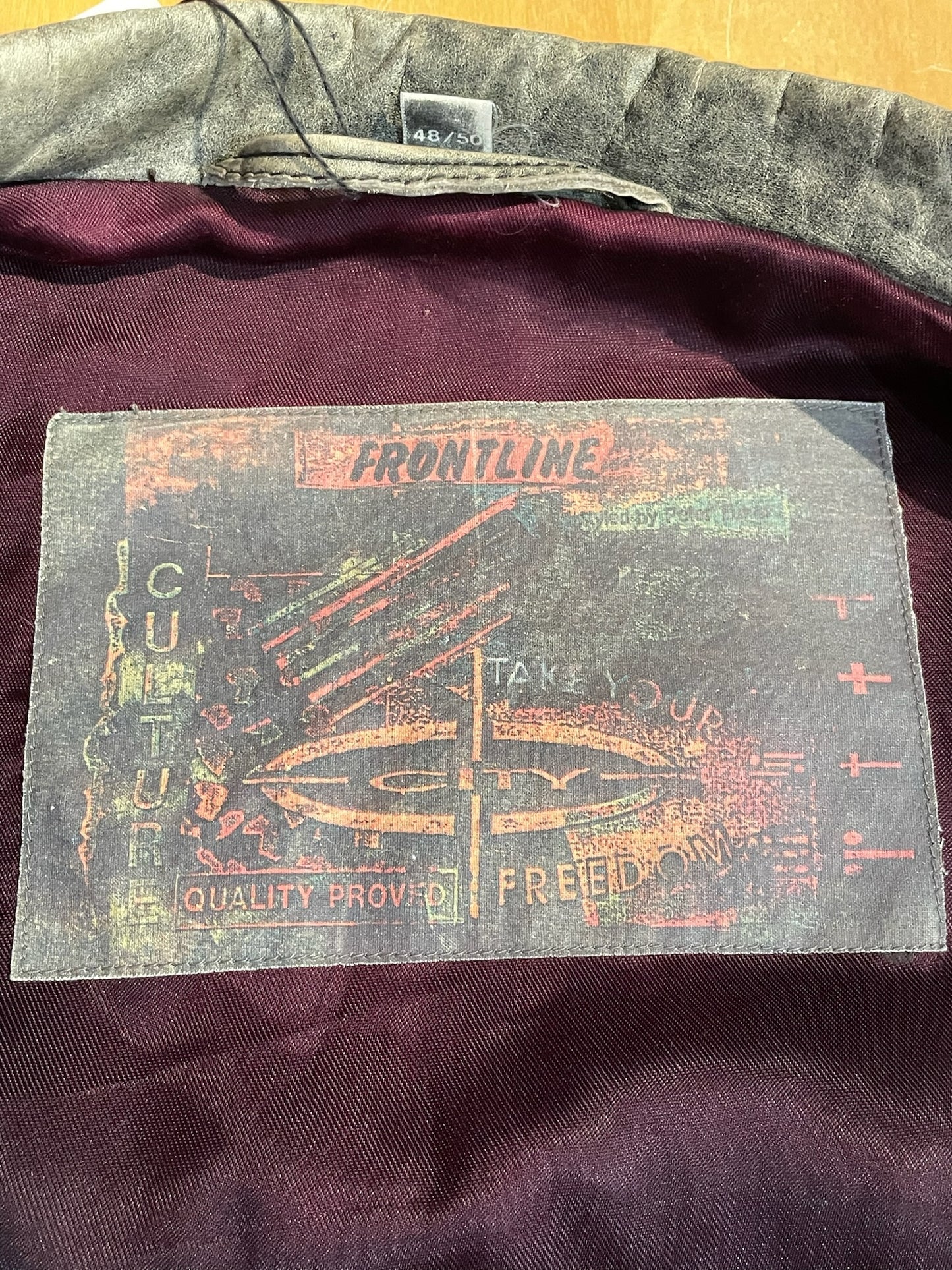 VINTAGE AVANTI "FRONTLINE" MOTORCYCLE BIKER LEATHER JACKET SZ: 48/50