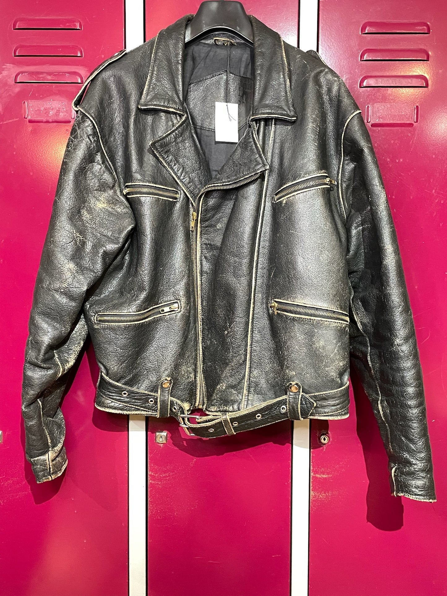 VINTAGE PAN ERA MOTORCYCLE BIKER LEATHER JACKET SZ: XL