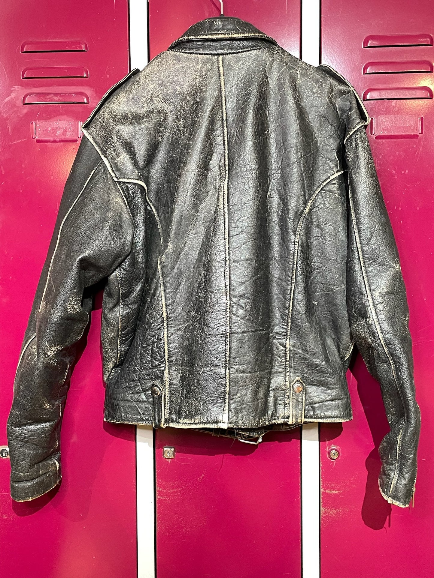 VINTAGE PAN ERA MOTORCYCLE BIKER LEATHER JACKET SZ: XL