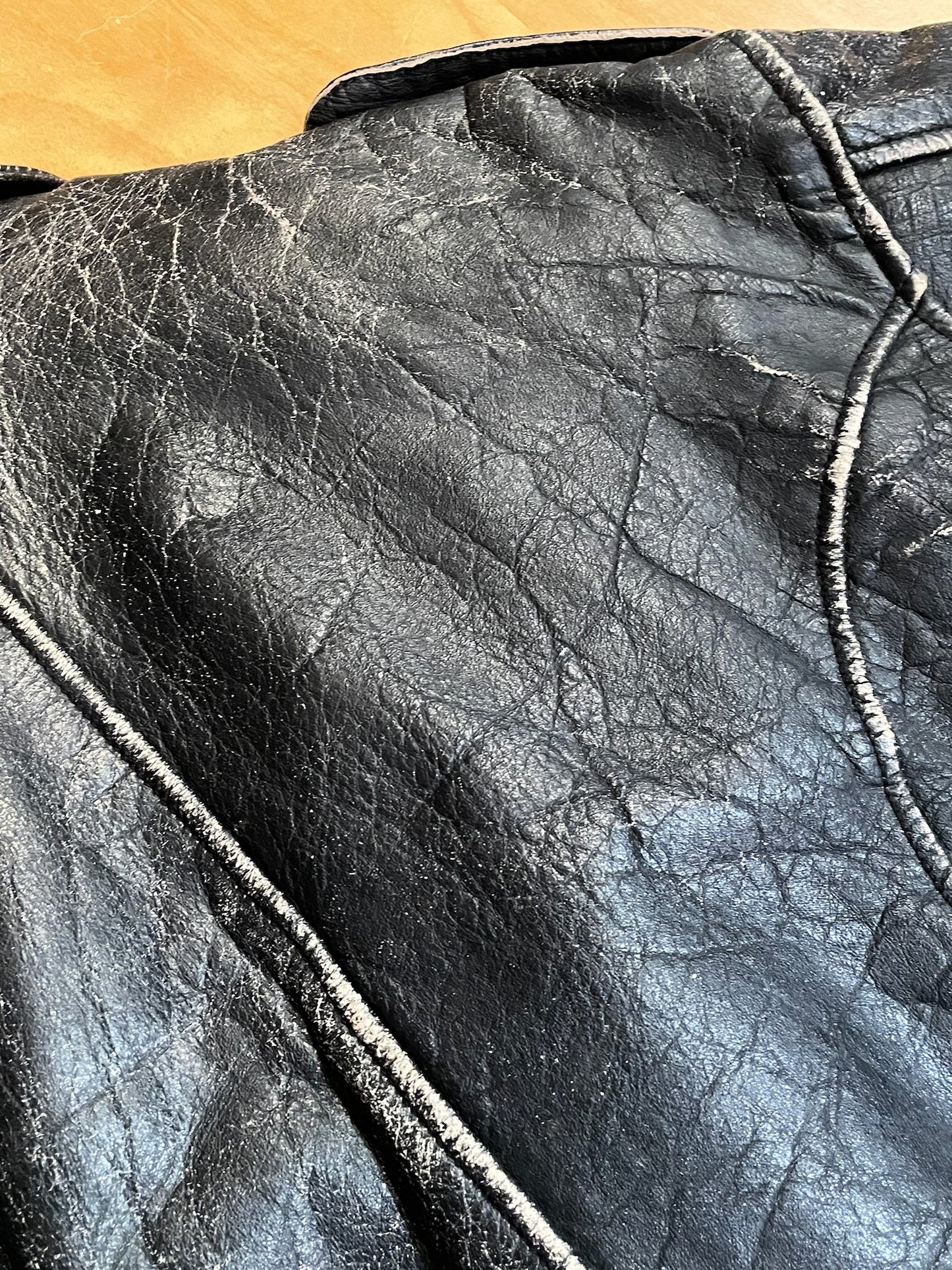 VINTAGE PAN ERA MOTORCYCLE BIKER LEATHER JACKET SZ: XL