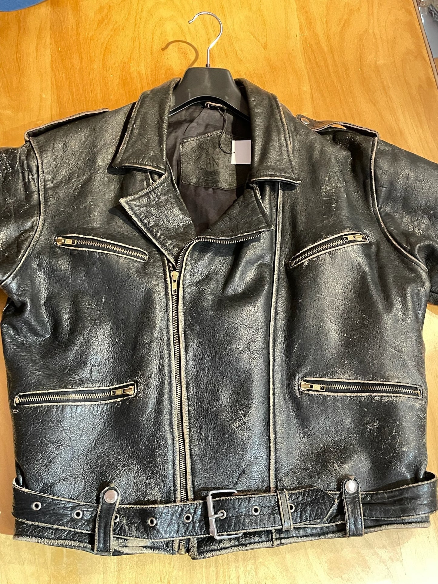 VINTAGE PAN ERA MOTORCYCLE BIKER LEATHER JACKET SZ: XL
