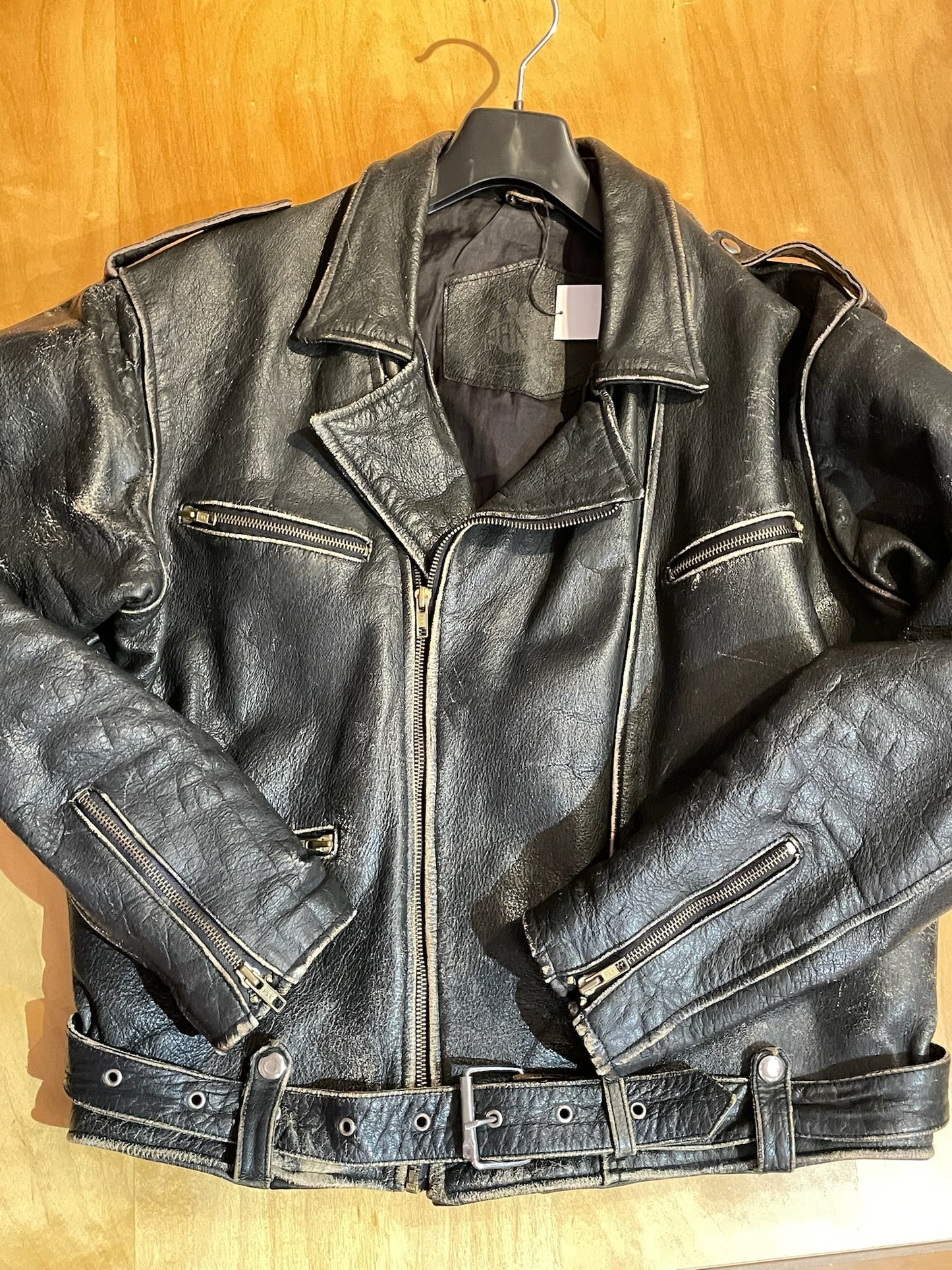 VINTAGE PAN ERA MOTORCYCLE BIKER LEATHER JACKET SZ: XL