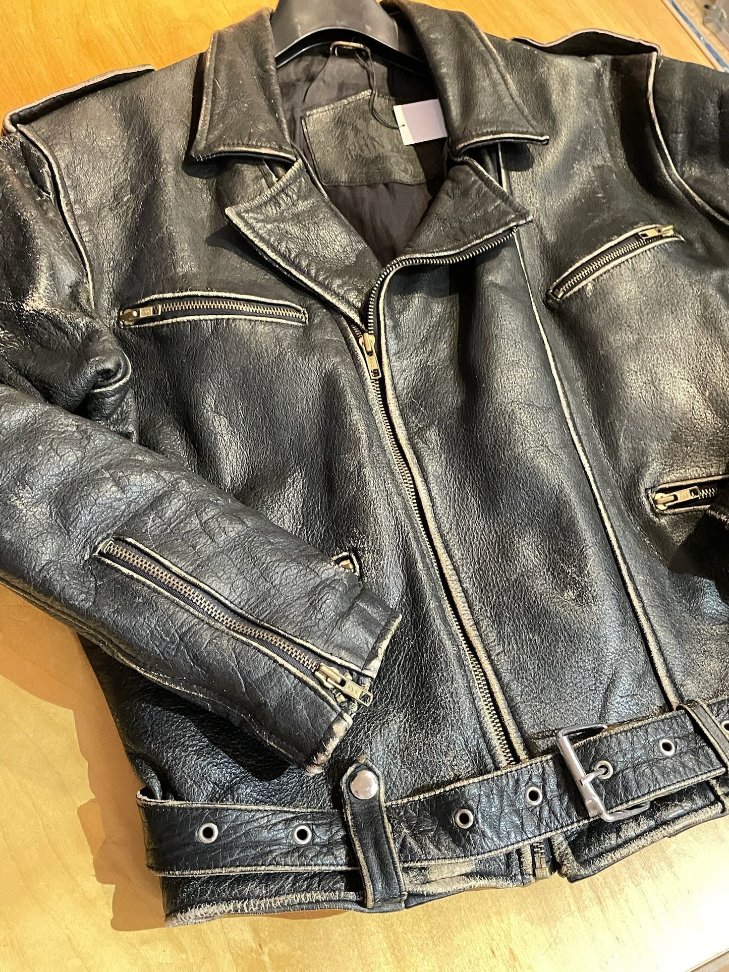 VINTAGE PAN ERA MOTORCYCLE BIKER LEATHER JACKET SZ: XL