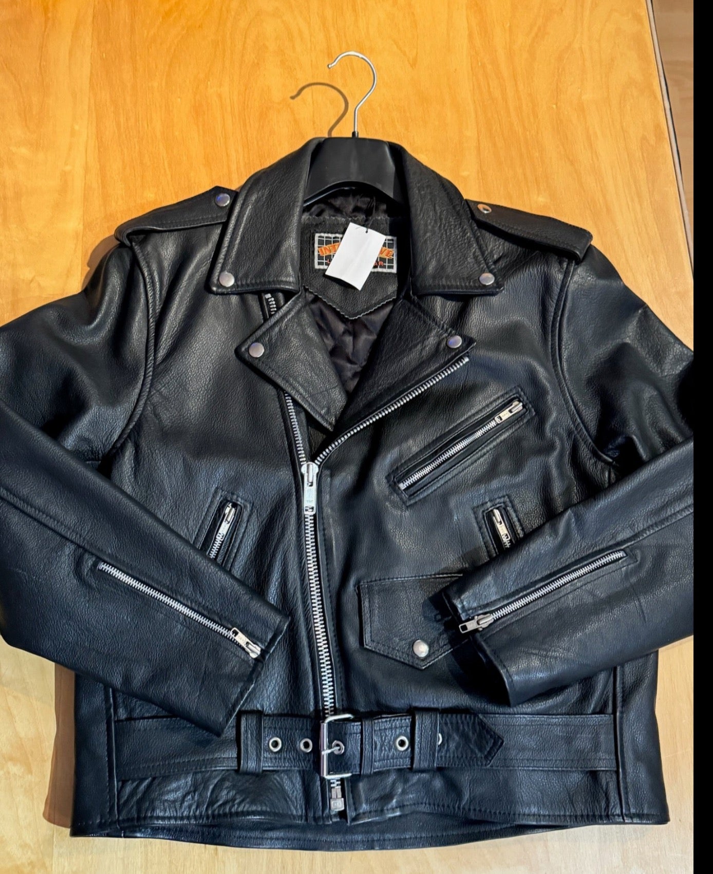 VINTAGE 90s INTERACTIVE LONDON MOTORCYCLE BIKER LEATHER JACKET SZ: 40