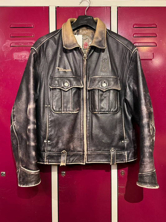 DIESEL VINTAGE LEATHER MOTORCYCLE BIKER JACKET  SZ: M