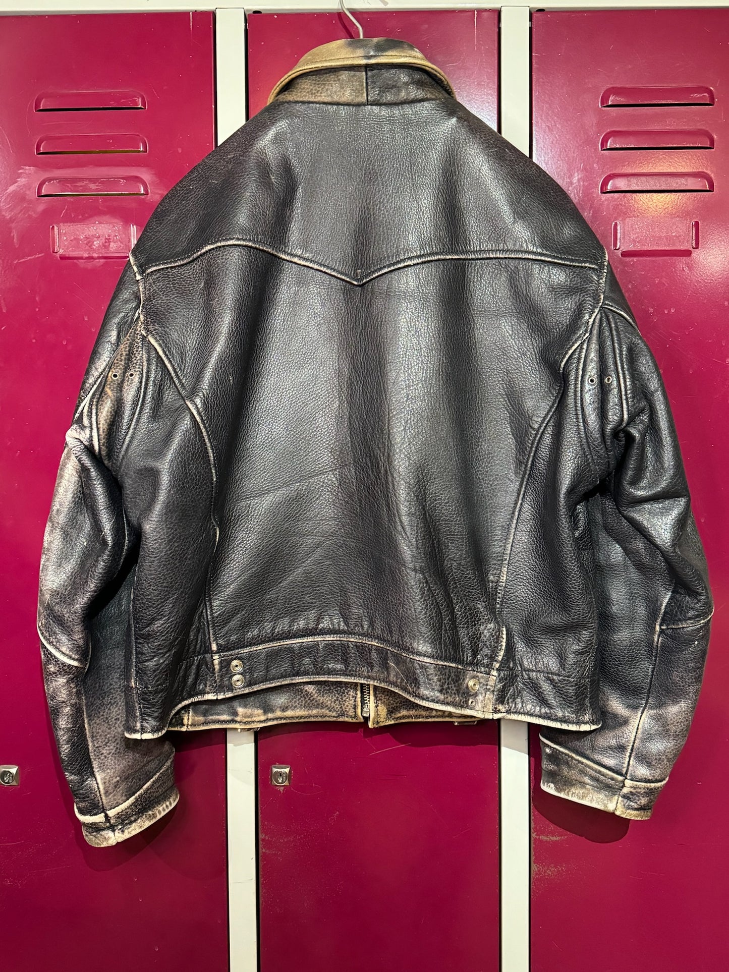 DIESEL VINTAGE LEATHER MOTORCYCLE BIKER JACKET SZ: M
