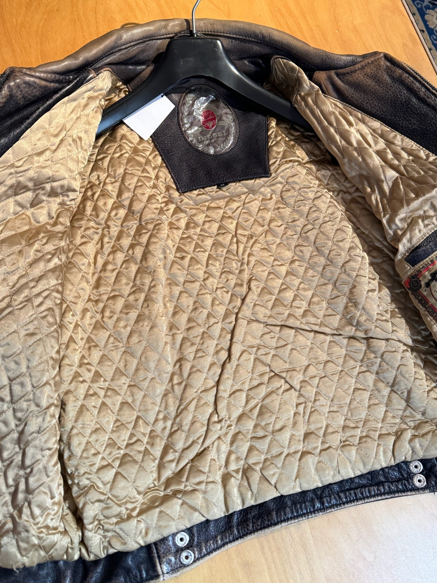 DIESEL VINTAGE LEATHER MOTORCYCLE BIKER JACKET SZ: M