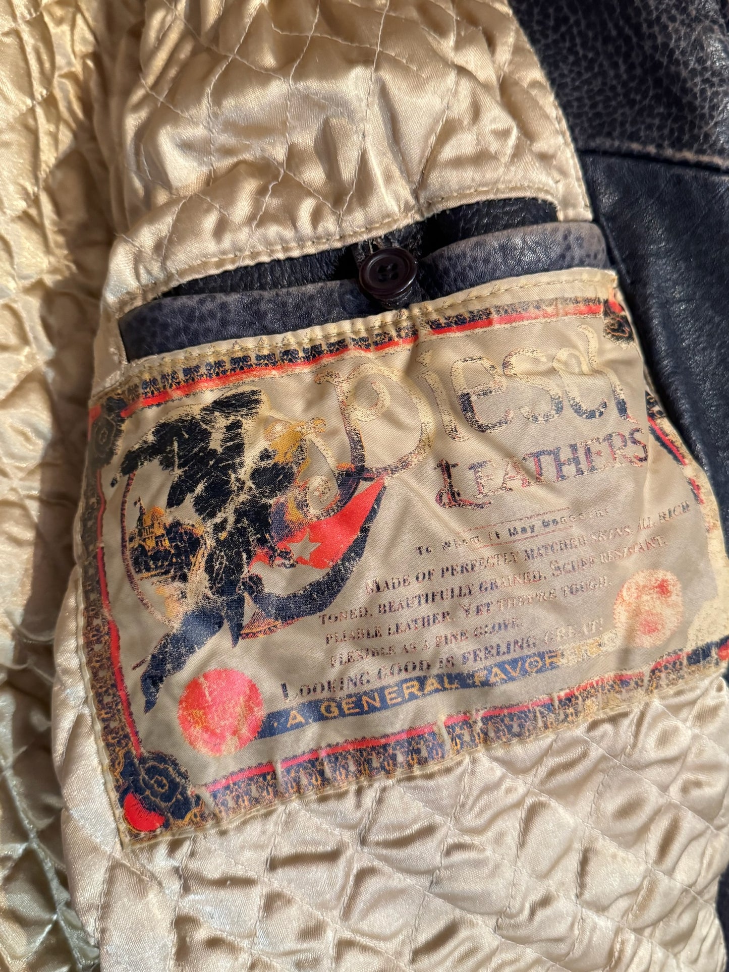 DIESEL VINTAGE LEATHER MOTORCYCLE BIKER JACKET SZ: M