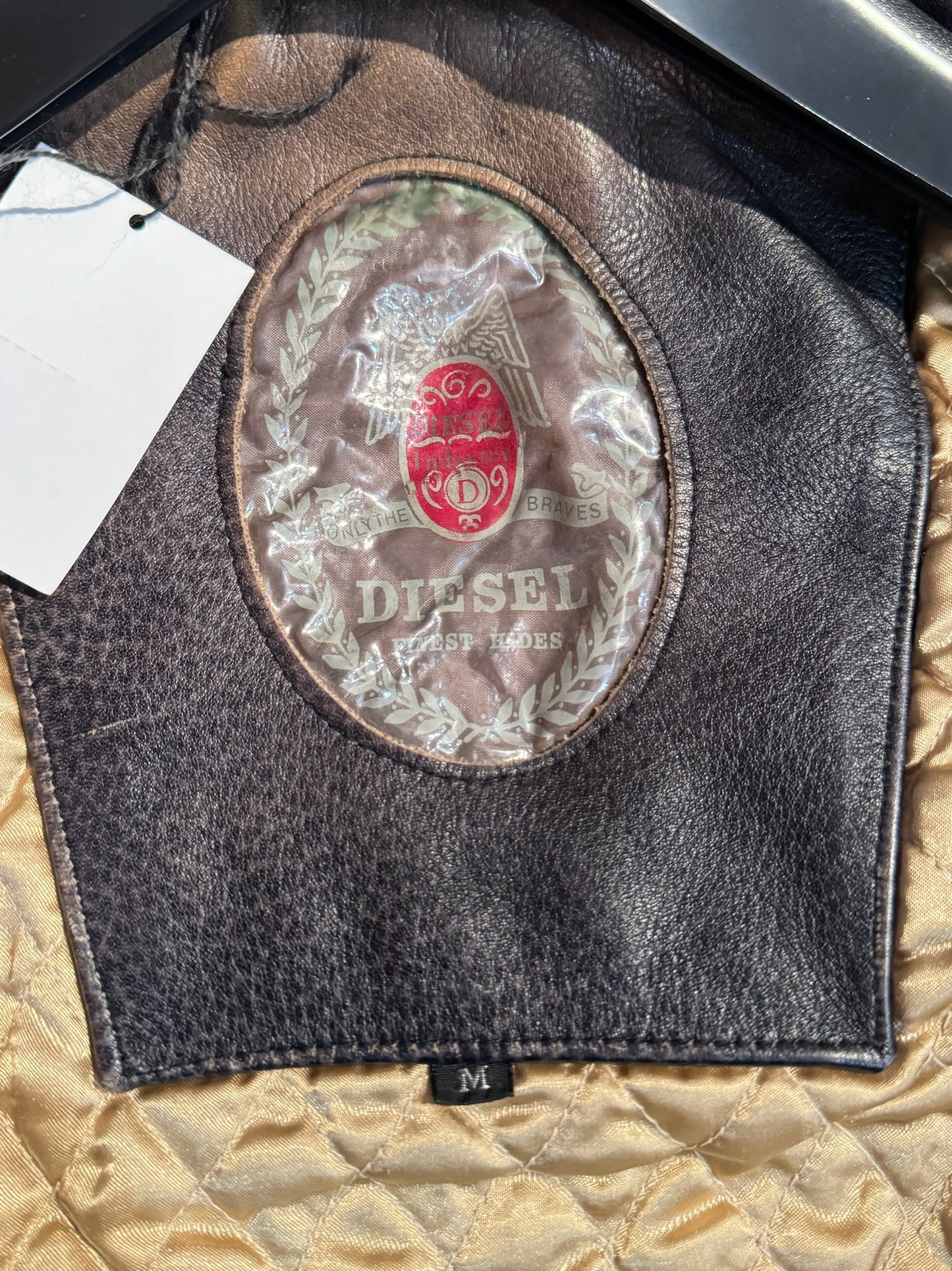 DIESEL VINTAGE LEATHER MOTORCYCLE BIKER JACKET SZ: M