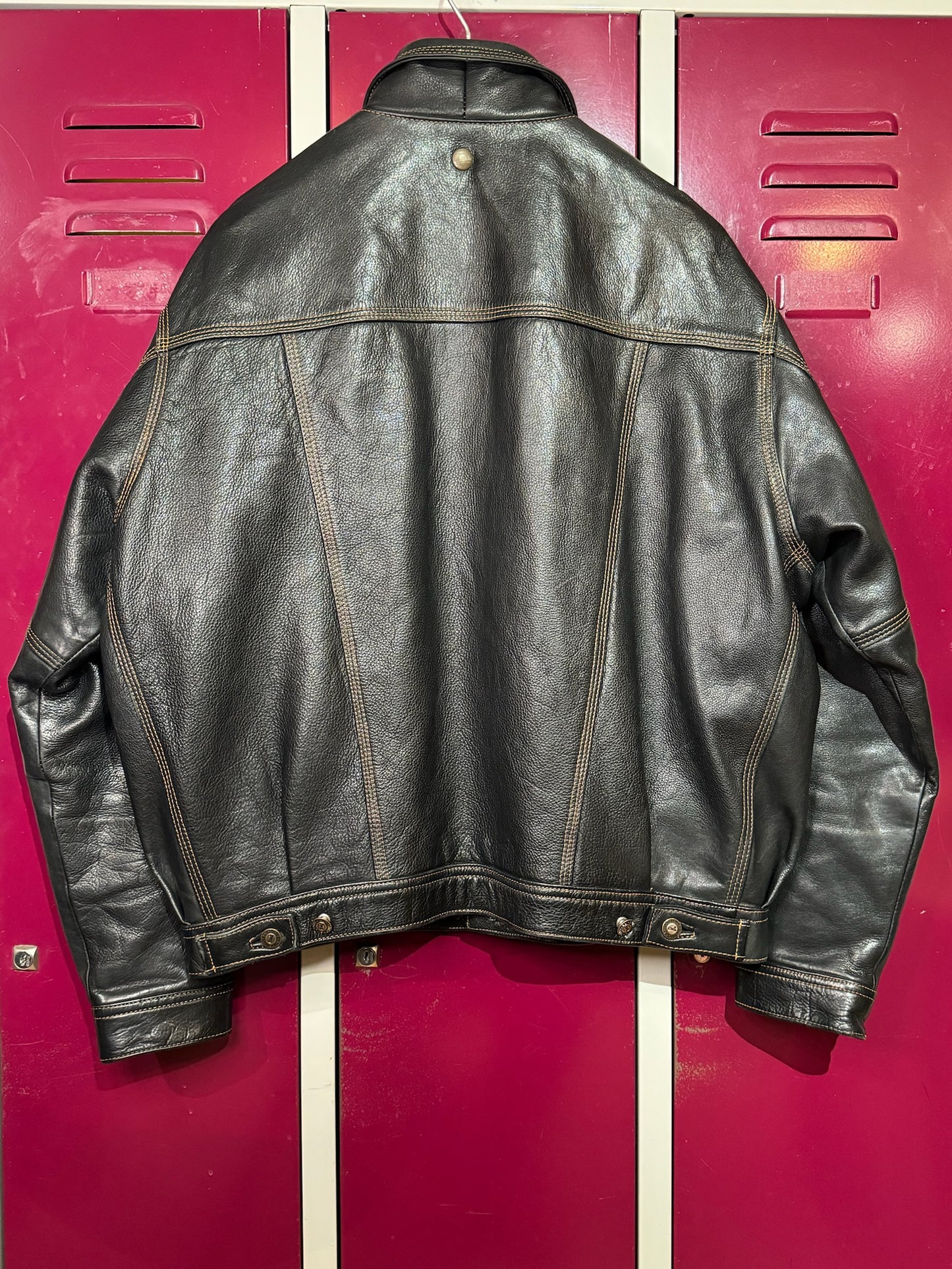 VINTAGE REDSKINS LEATHER TRUCKER JACKET SZ: XL