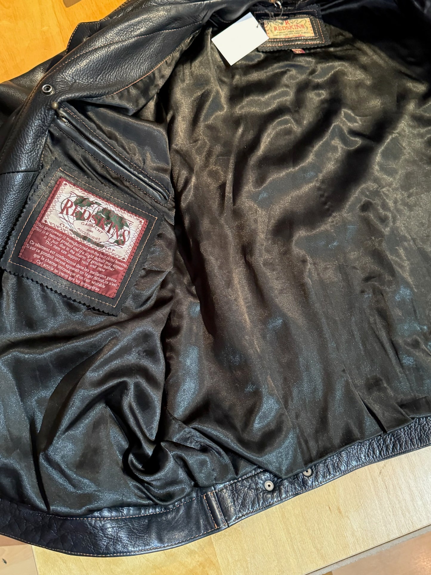 VINTAGE REDSKINS LEATHER TRUCKER JACKET SZ: XL