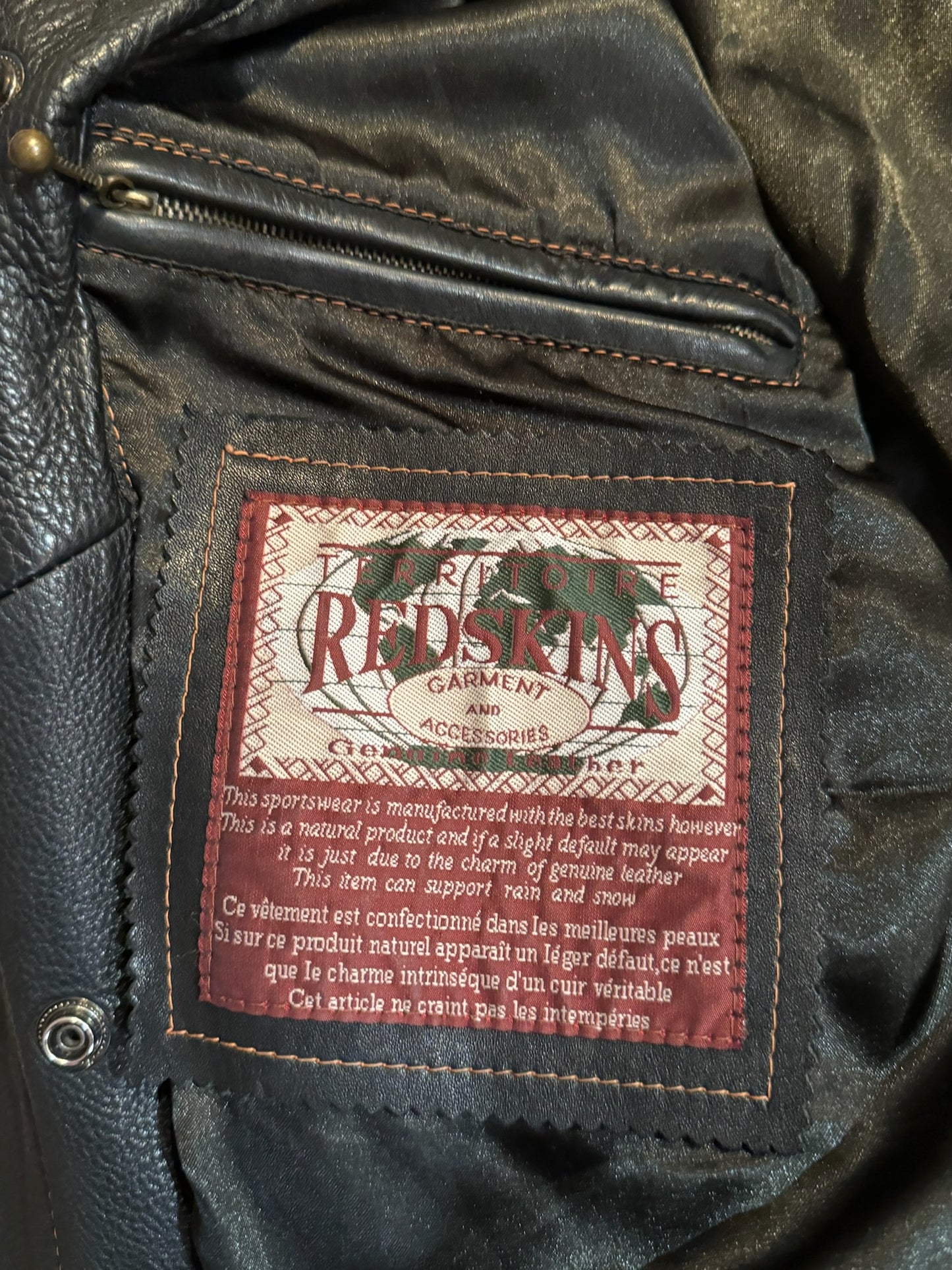 VINTAGE REDSKINS LEATHER TRUCKER JACKET SZ: XL