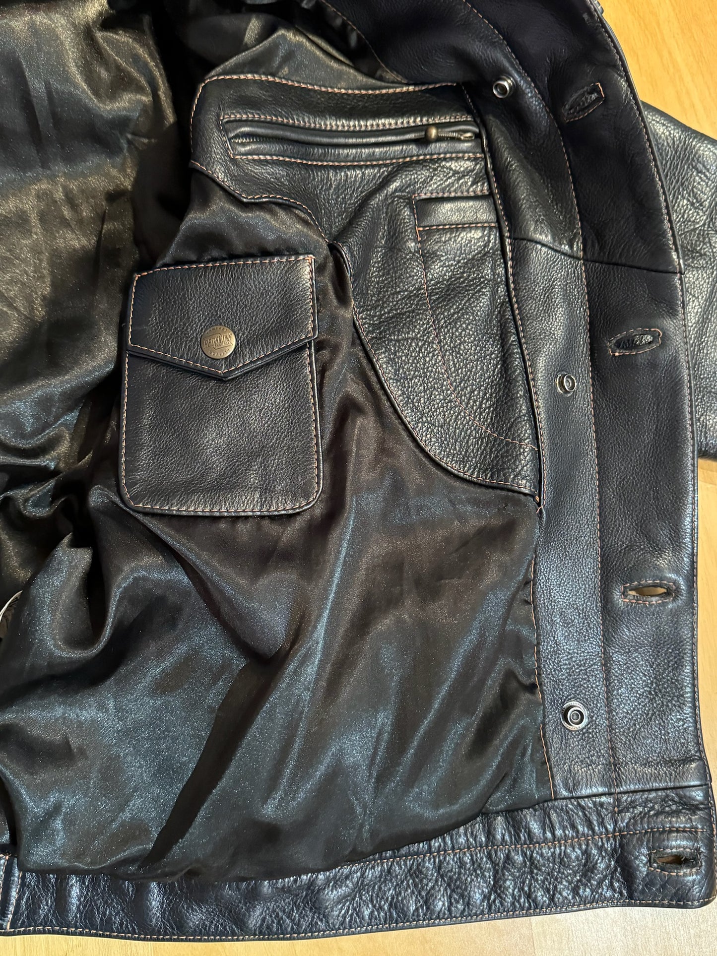 VINTAGE REDSKINS LEATHER TRUCKER JACKET SZ: XL