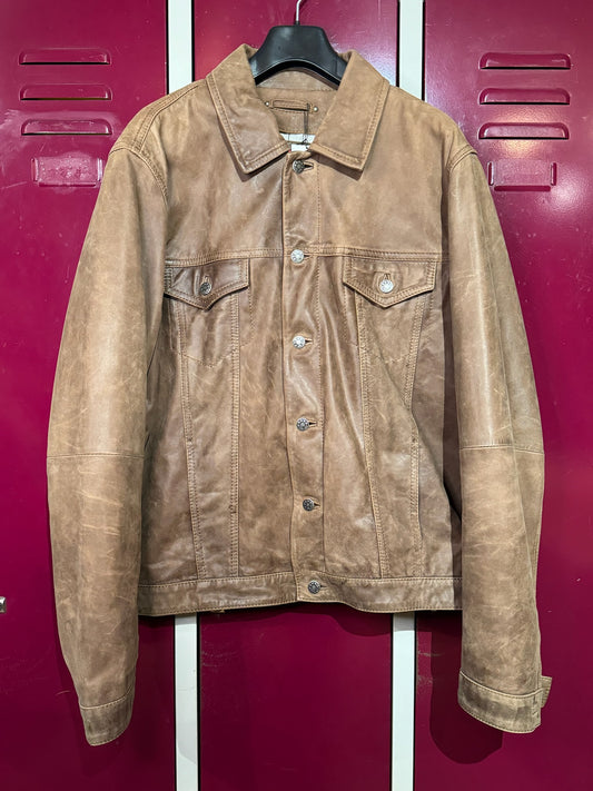 SNAP SHOT LEATHER SUEDE TRUCKER JACKET  SZ: XL