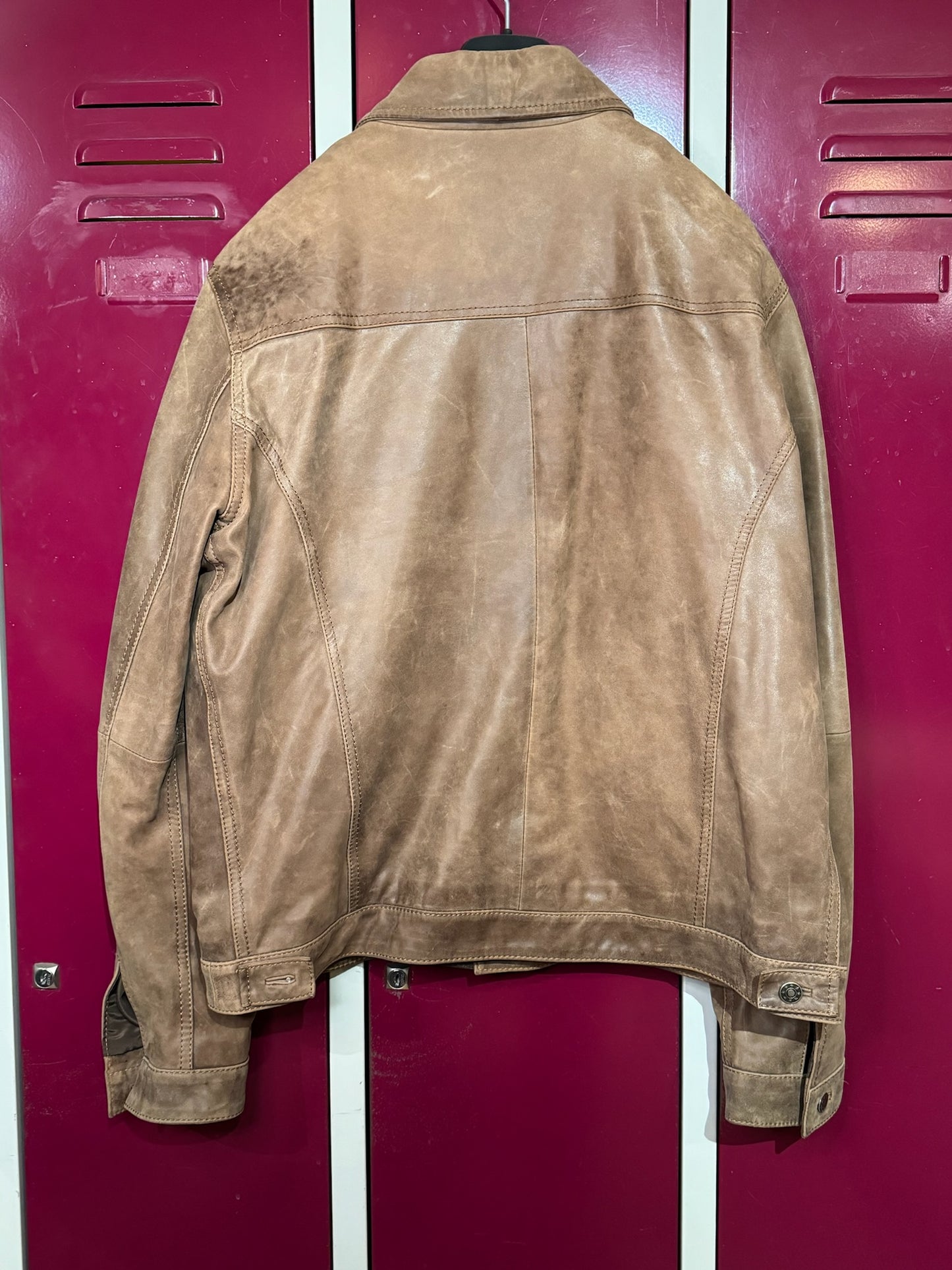 SNAP SHOT LEATHER SUEDE TRUCKER JACKET SZ: XL